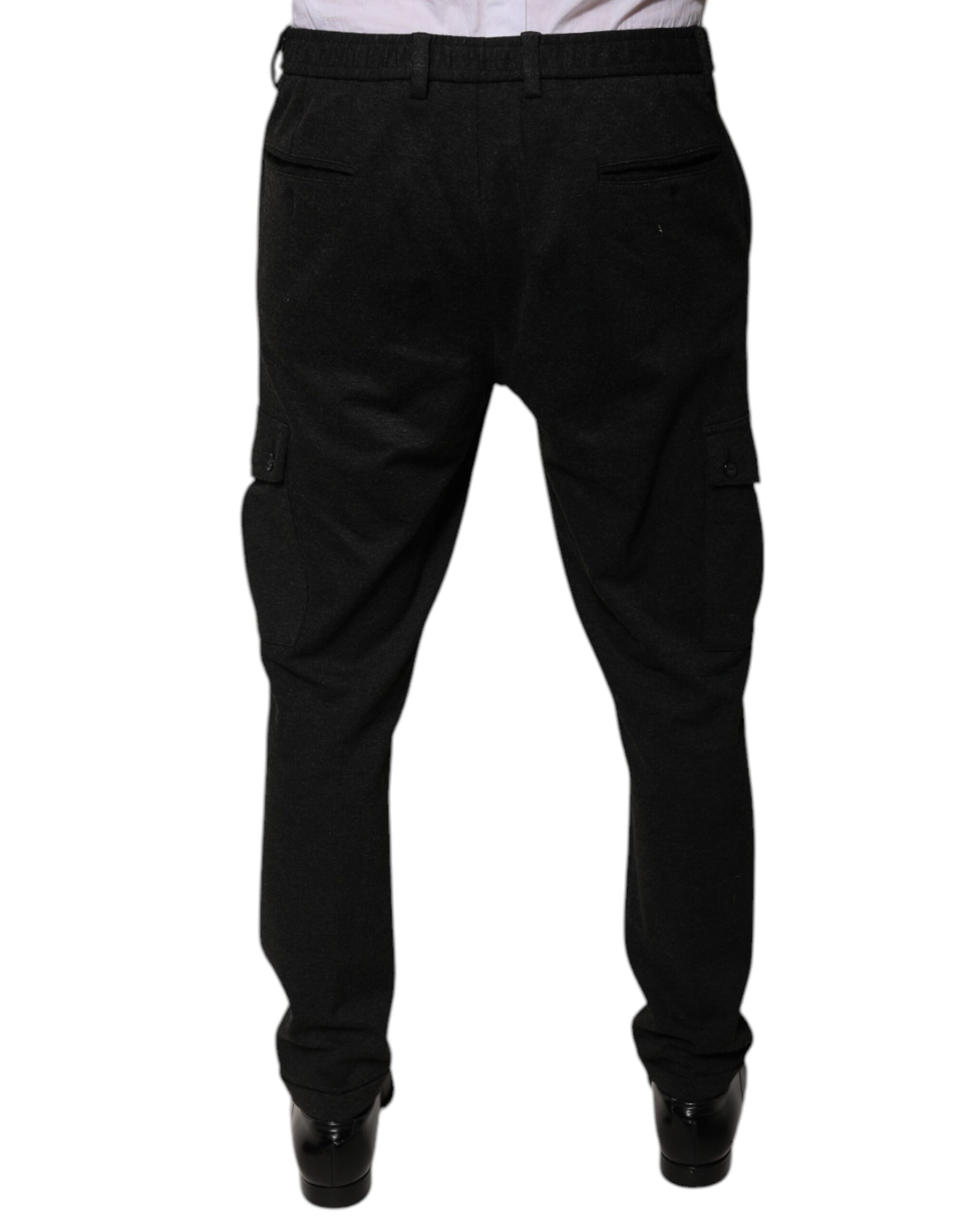 Dolce & Gabbana Black Viscose Cargo Men Casual Pants | Regal Royce