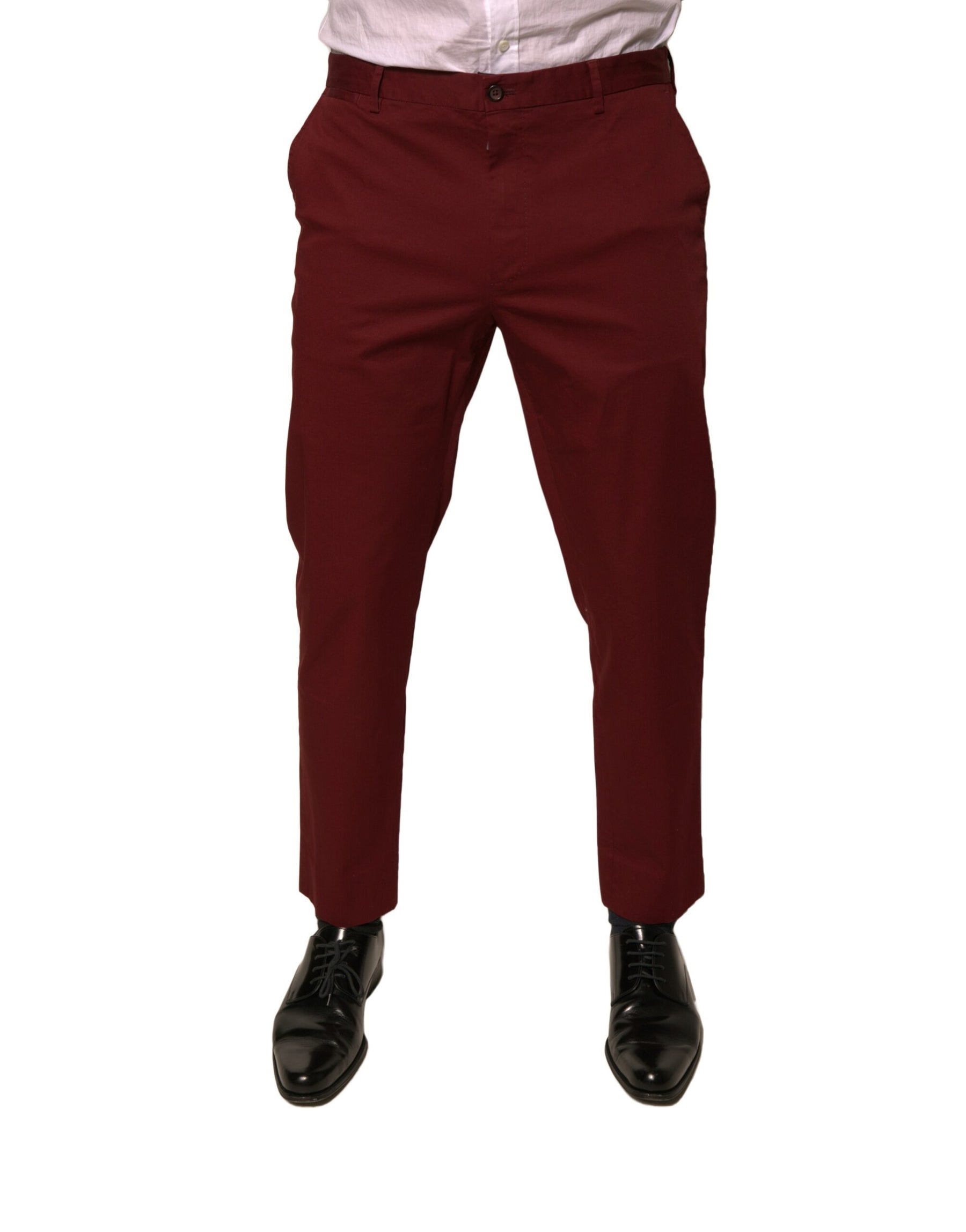 Dolce & Gabbana Maroon Cotton Men Skinny Dress Pants | Regal Royce