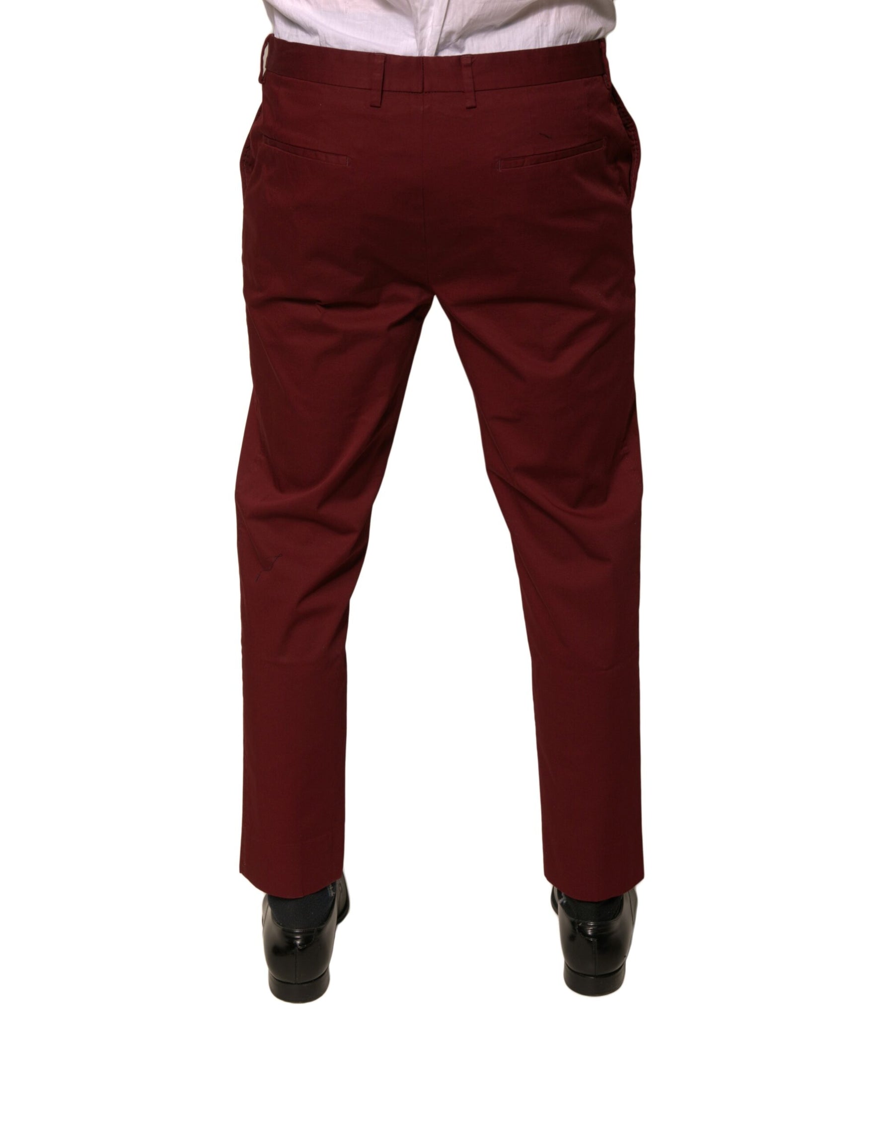 Dolce & Gabbana Maroon Cotton Men Skinny Dress Pants | Regal Royce