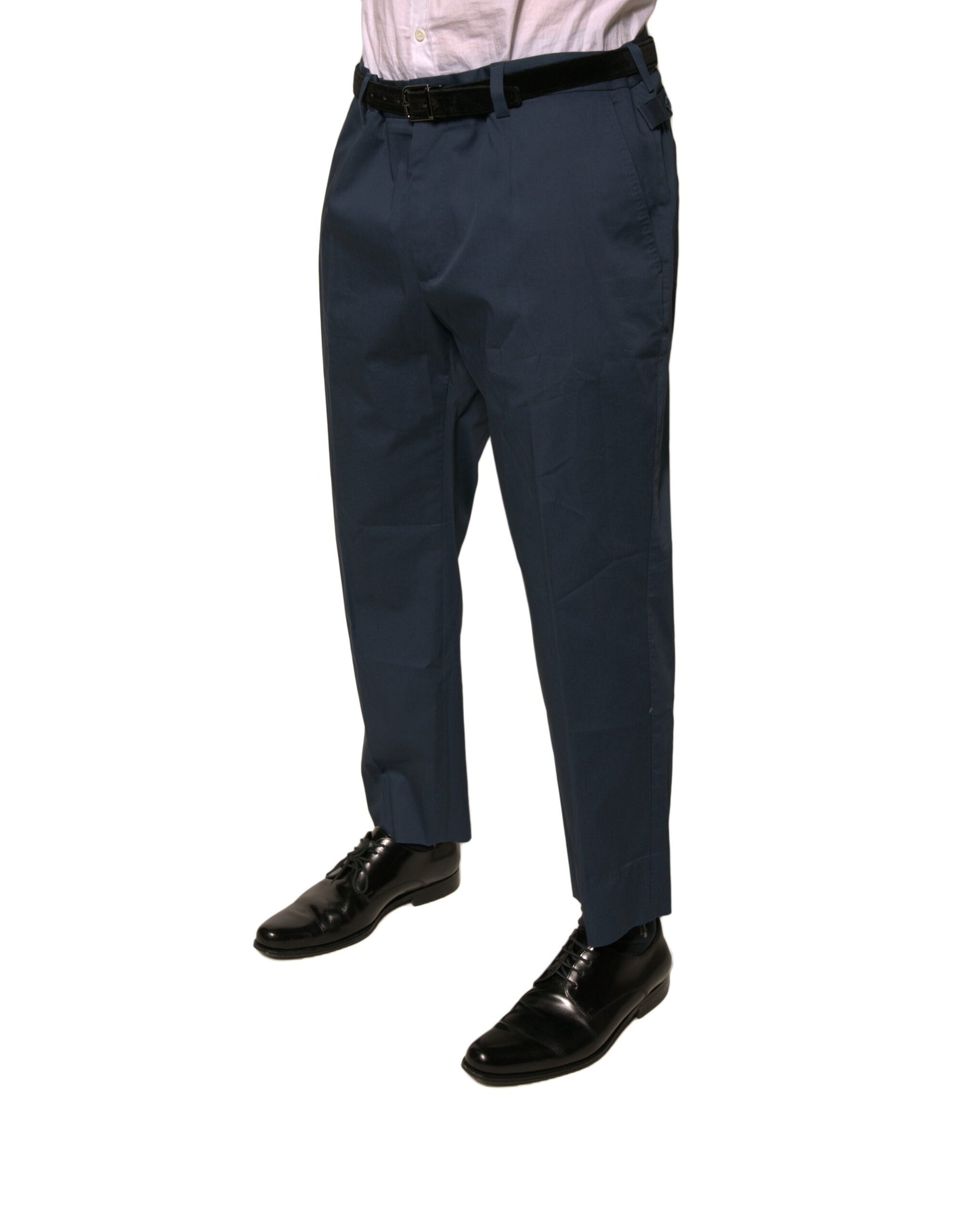 Dolce & Gabbana Blue Cotton Men Skinny Dress Pants | Regal Royce