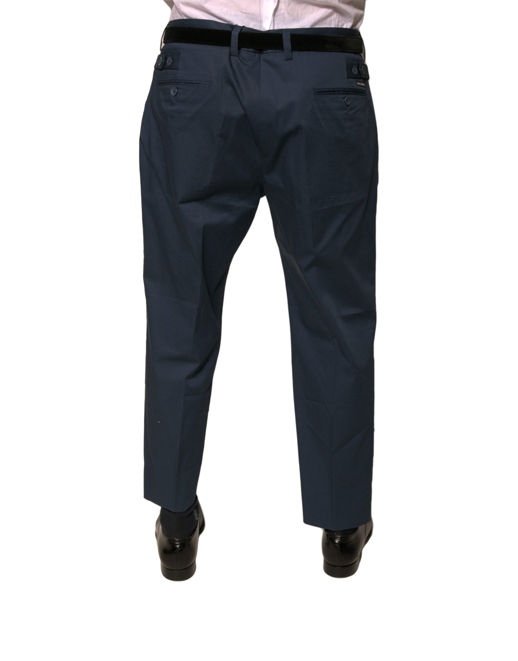 Dolce & Gabbana Blue Cotton Men Skinny Dress Pants | Regal Royce