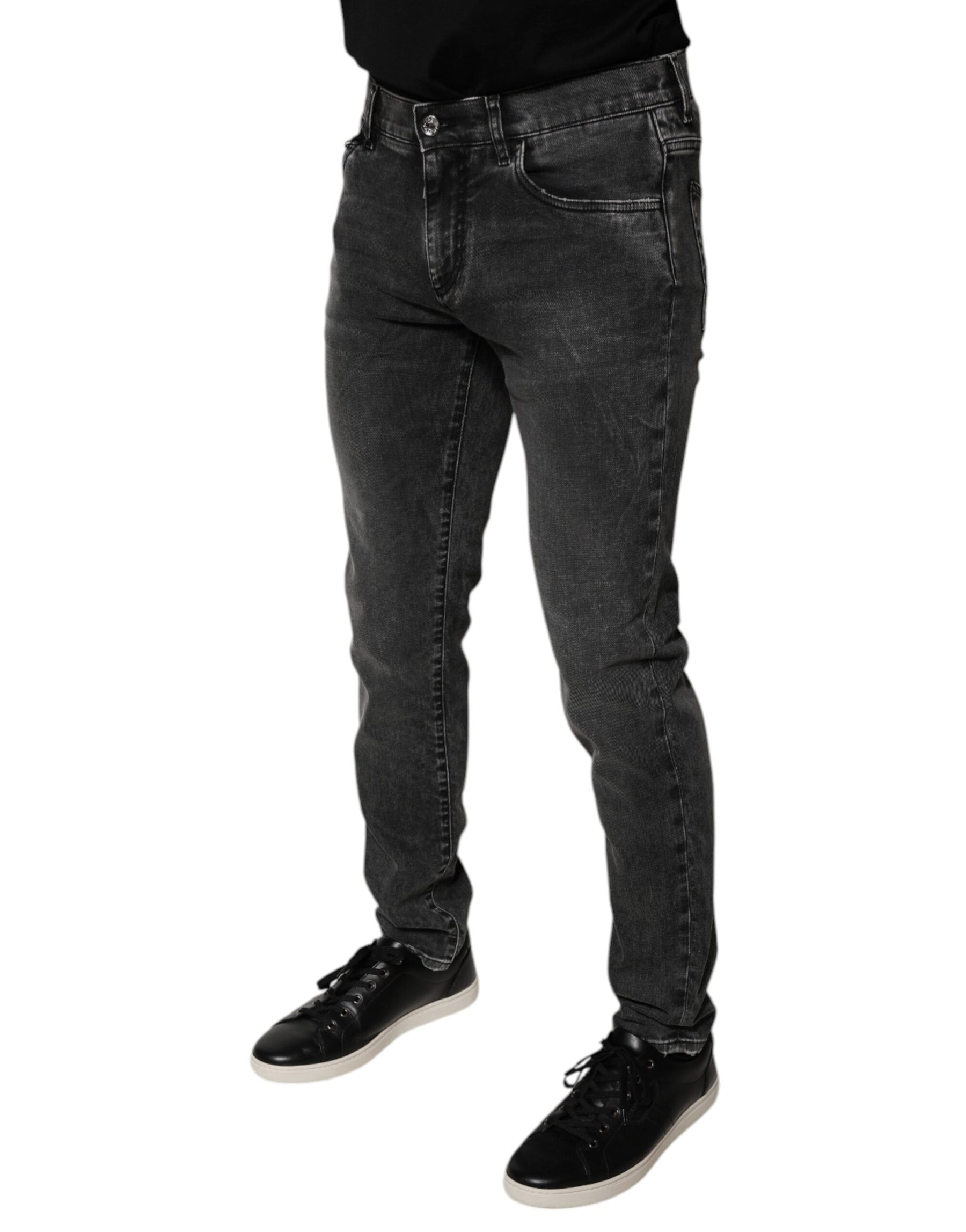 Dolce & Gabbana Black Logo Cotton Stretch Skinny Denim Pants | Regal Royce