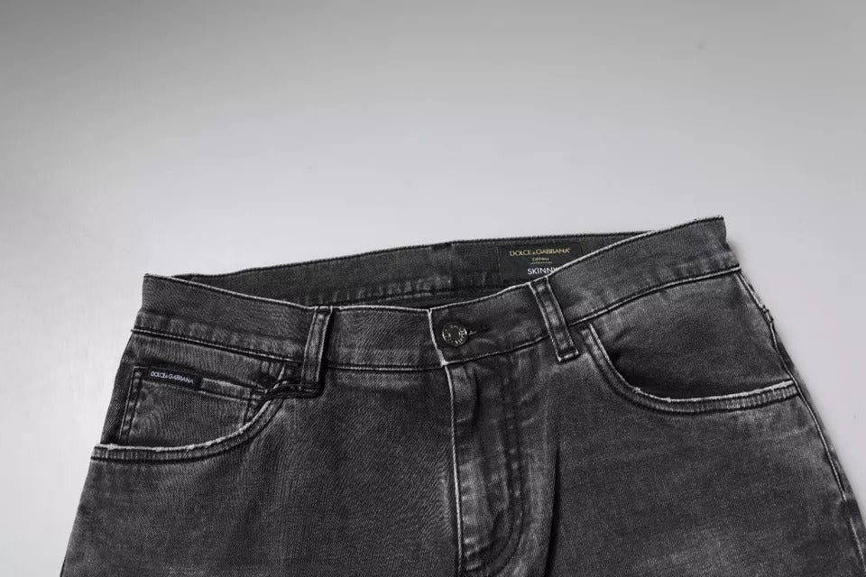 Dolce & Gabbana Black Logo Cotton Stretch Skinny Denim Pants | Regal Royce