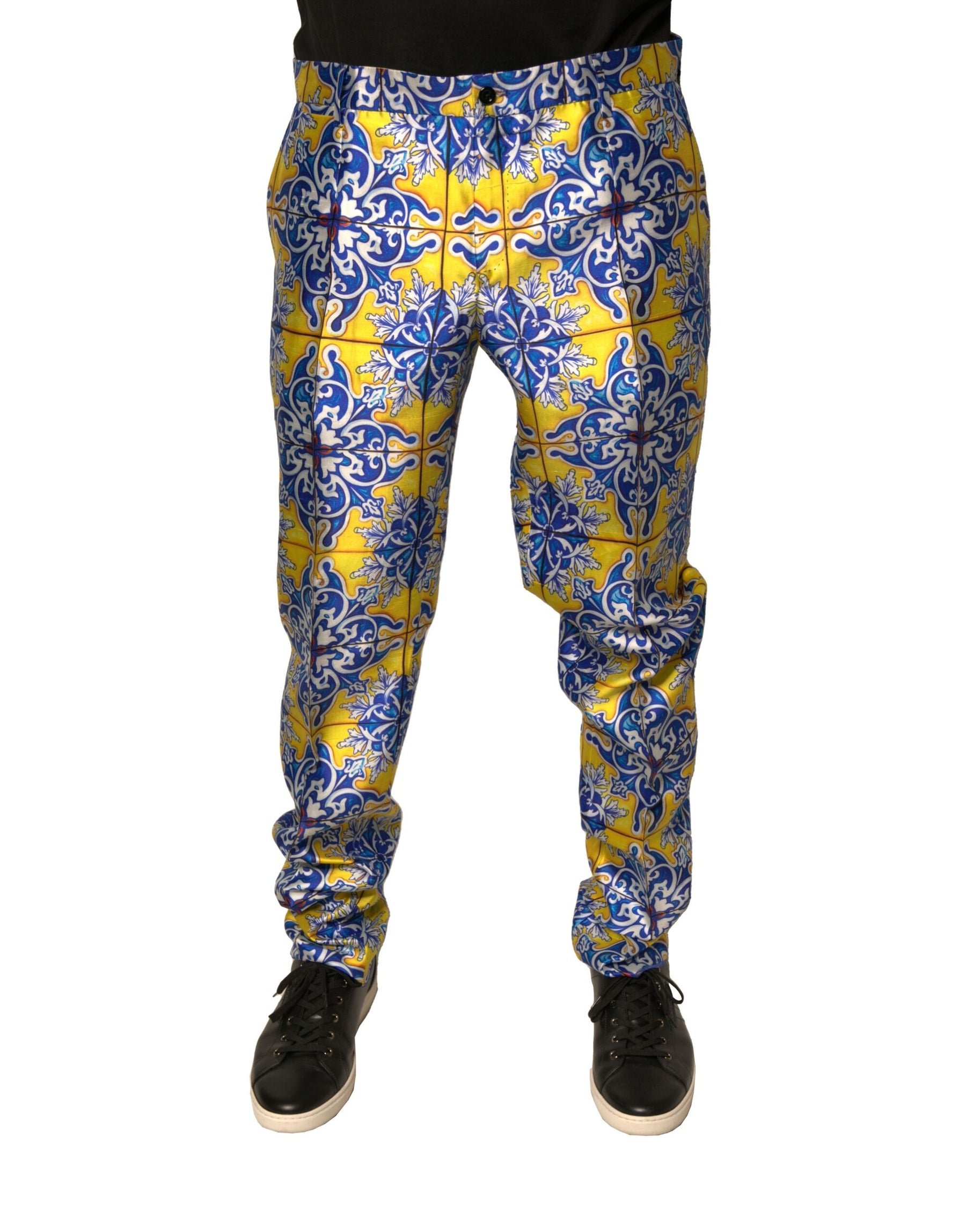 Dolce & Gabbana Multicolor MajolicaSilk Skinny Pants | Regal Royce