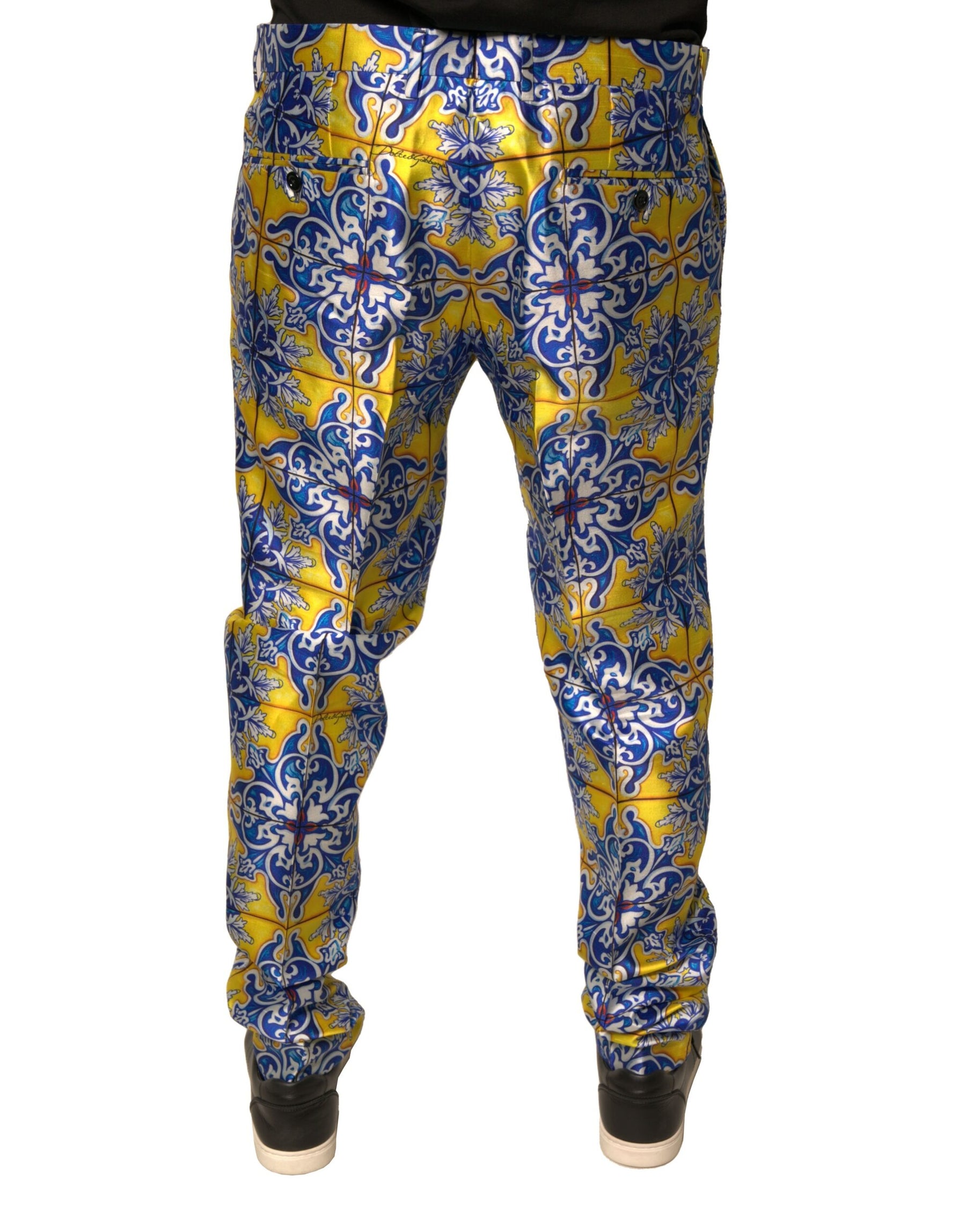Dolce & Gabbana Multicolor MajolicaSilk Skinny Pants | Regal Royce
