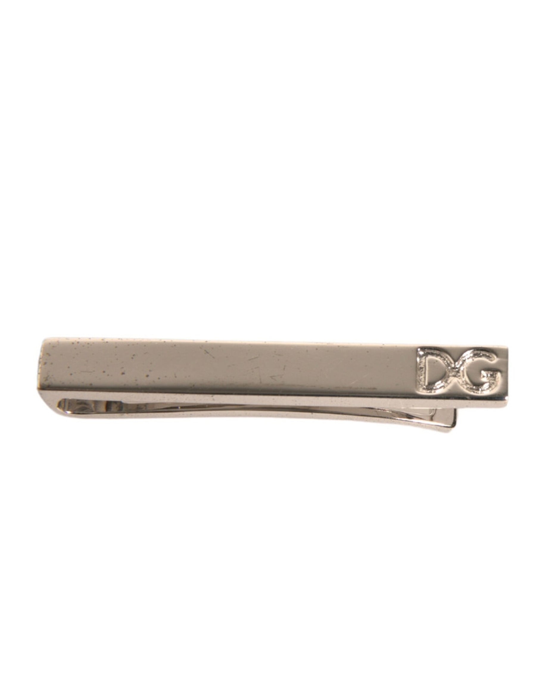 Dolce & Gabbana Silver Tone Brass Logo Branded Tie Clip Bar | Regal Royce