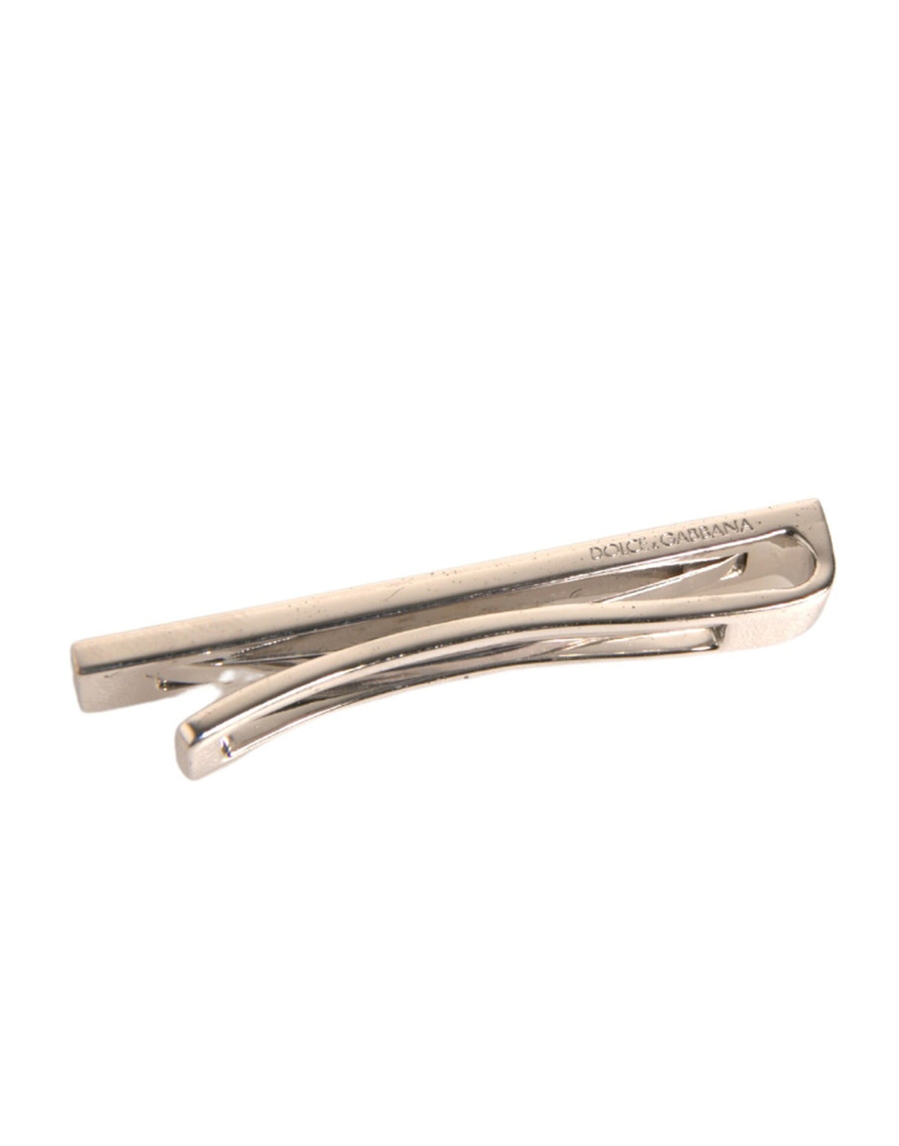 Dolce & Gabbana Silver Tone Brass Logo Branded Tie Clip Bar | Regal Royce