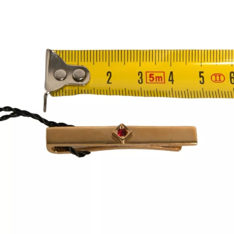 Dolce & Gabbana Gold Tone Brass Crystal Branded Tie Clip Bar | Regal Royce