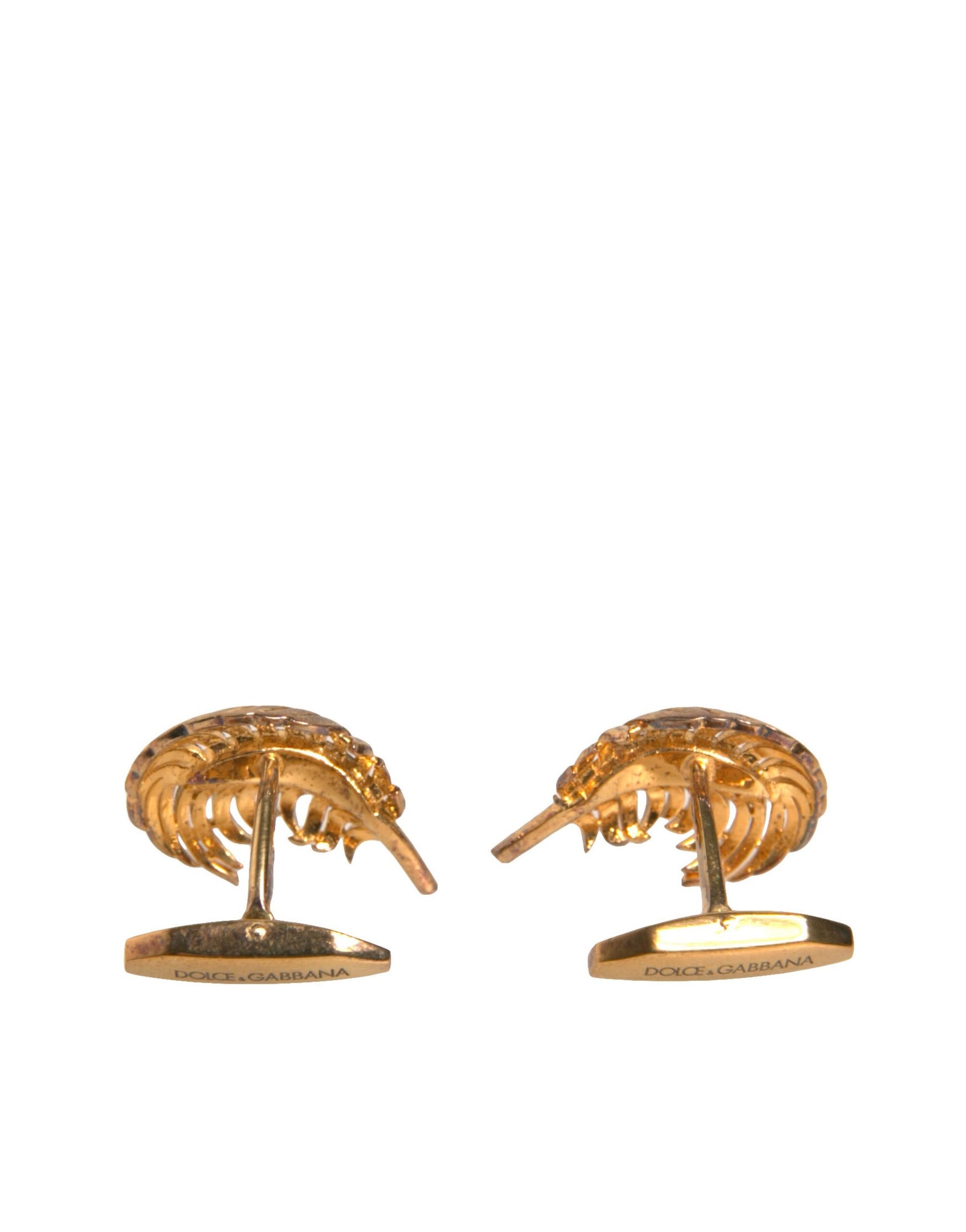 Dolce & Gabbana Gold 925 Sterling Silver Crystal Leaf Cufflink | Regal Royce