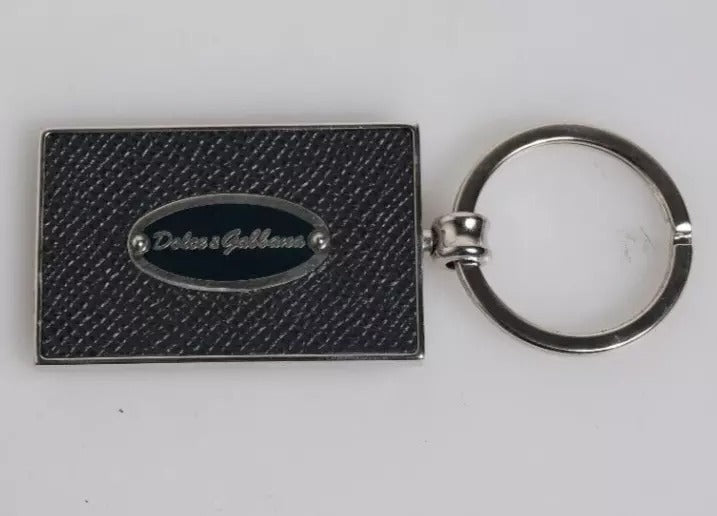 Dolce & Gabbana Black Leather Logo Metal Ring Keychain Keyring | Regal Royce