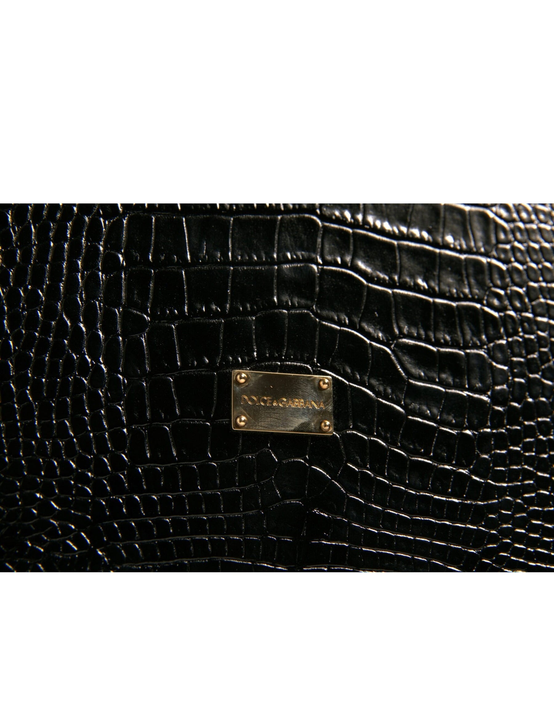 Dolce & Gabbana Elegant Black Leather Logo Plaque Holder Catalogue Case | Regal Royce
