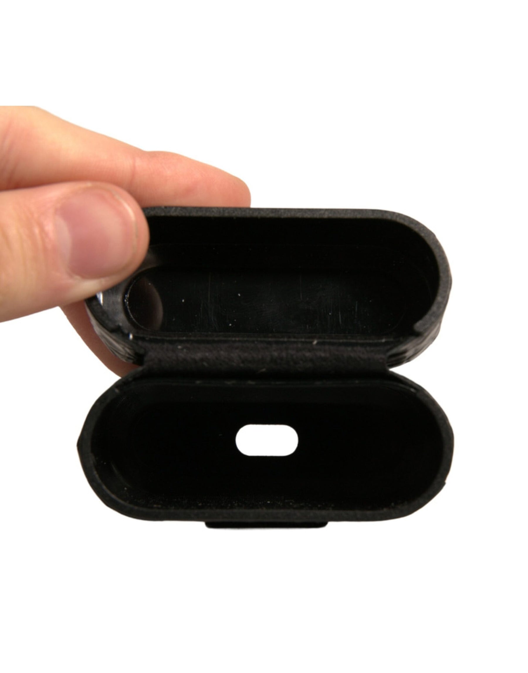 Dolce & Gabbana Black Leather Metal Logo Plaque Holder Airpods Case | Regal Royce
