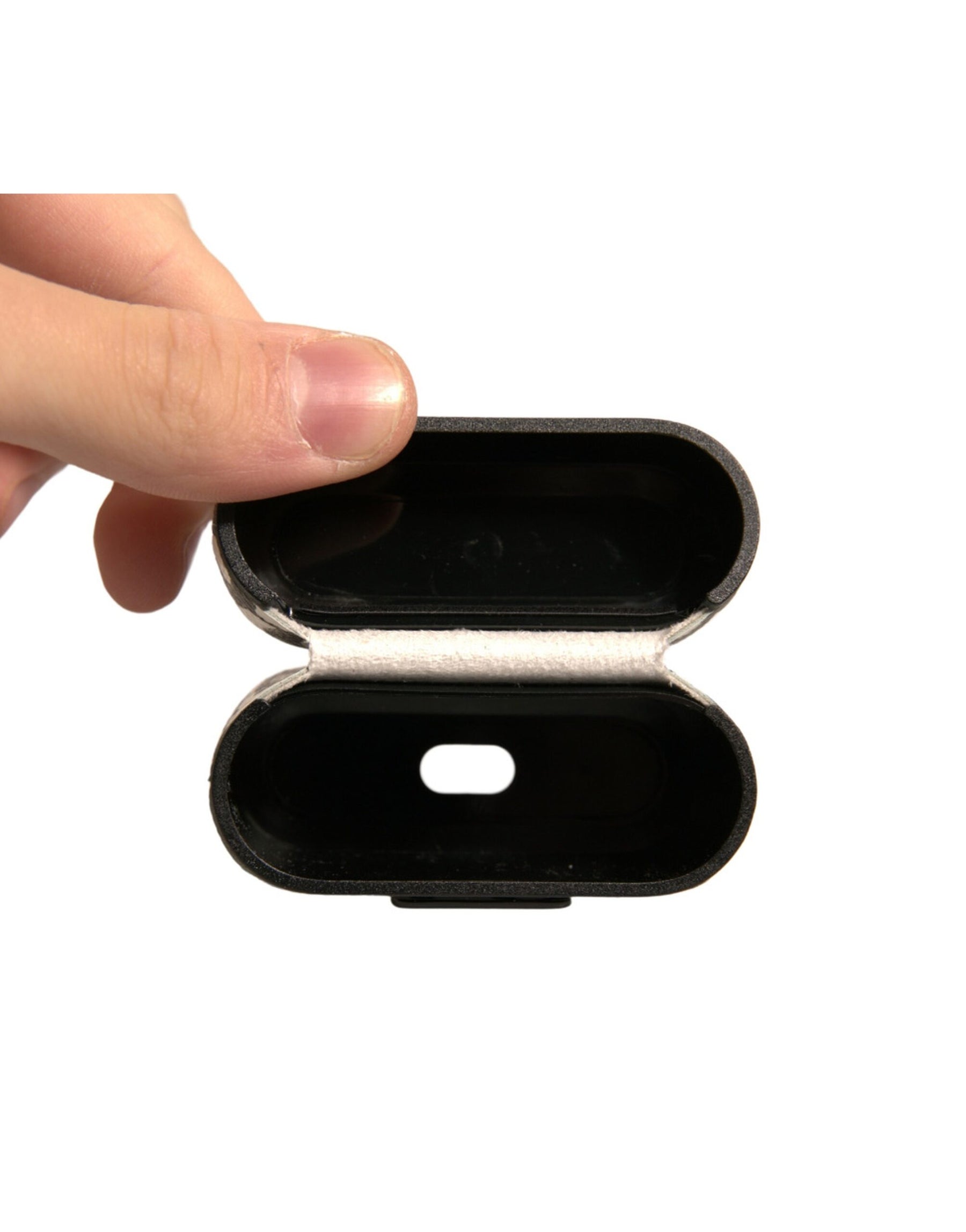 Dolce & Gabbana Black White Leather Scribble Embossed Logo Airpods Case | Regal Royce
