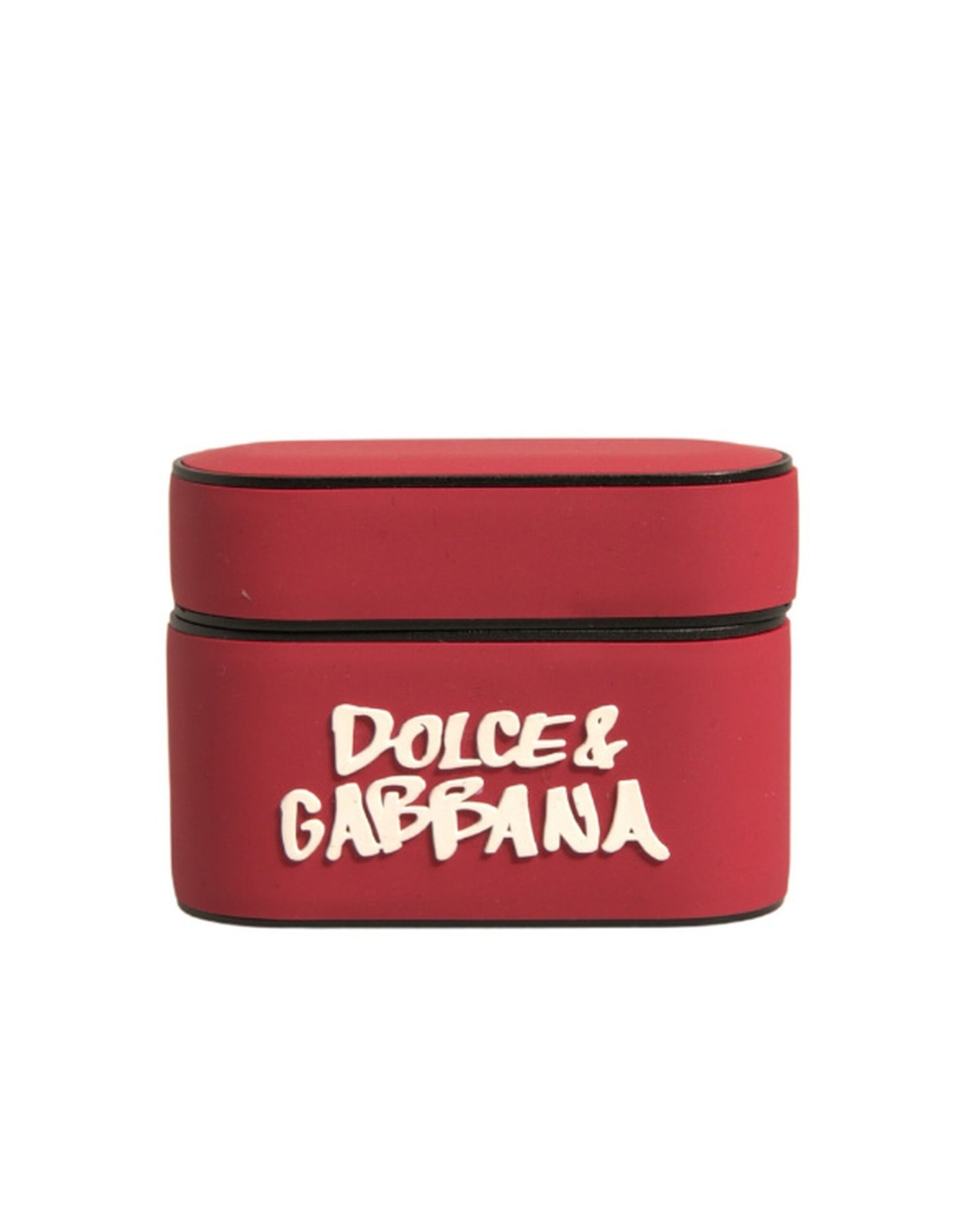 Dolce & Gabbana Red PVC Embossed Logo Plaque Holder Airpods Case | Regal Royce