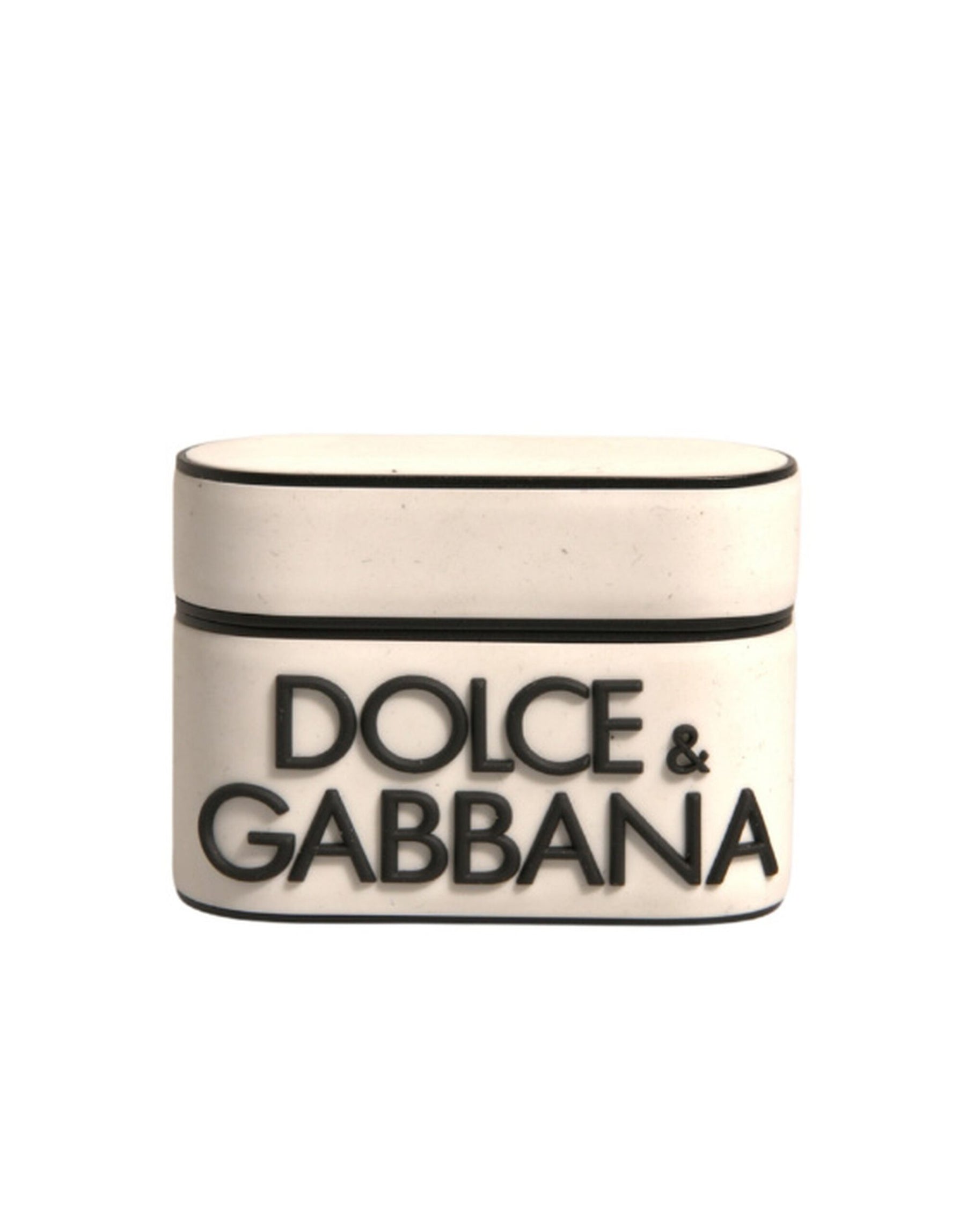 Dolce & Gabbana White PVC Embossed Logo Plaque Holder Airpods Case | Regal Royce