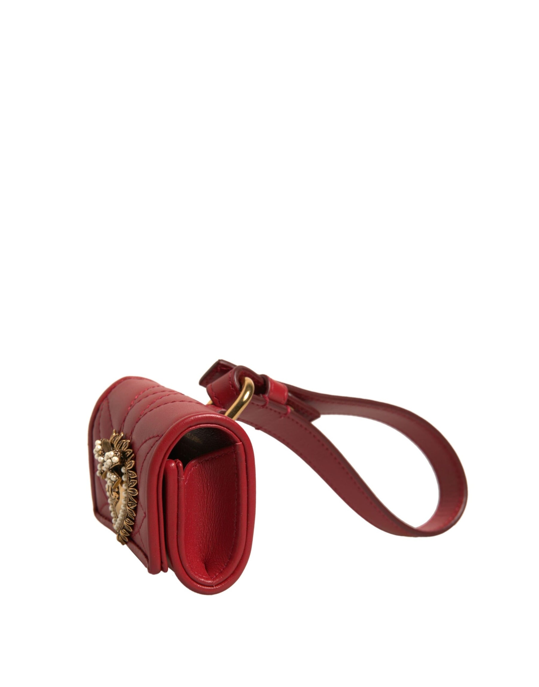 Dolce & Gabbana Black Leather Devotion Heart Strap Airpod Case | Regal Royce