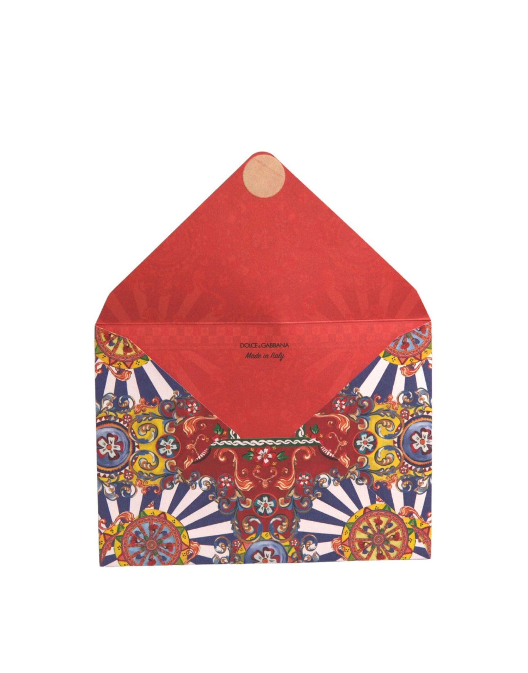 Dolce & Gabbana Multicolor Carretto Siciliano Envelope Post Card Holder | Regal Royce