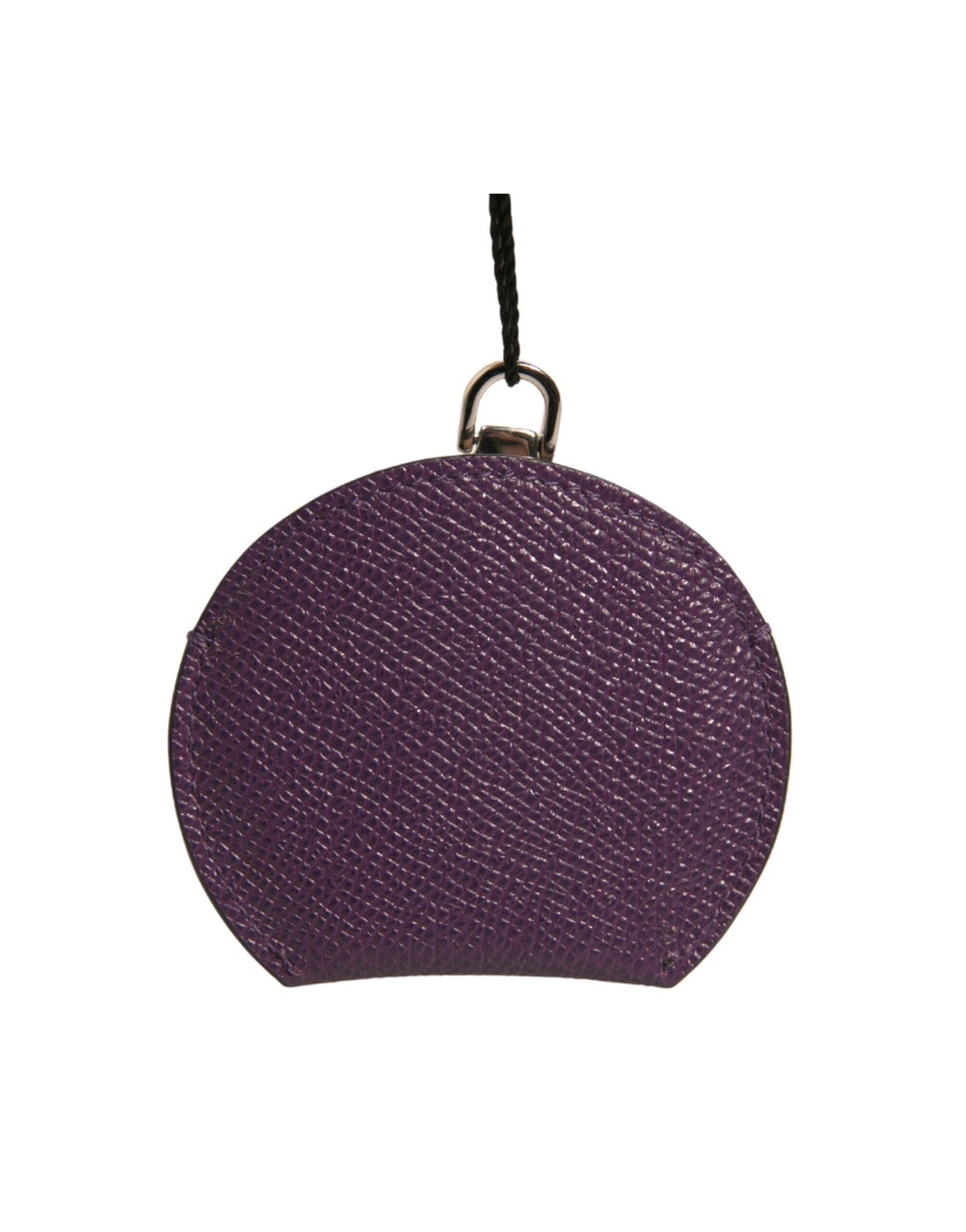 Dolce & Gabbana Purple Calfskin Leather Round Logo Hand Mirror Holder | Regal Royce