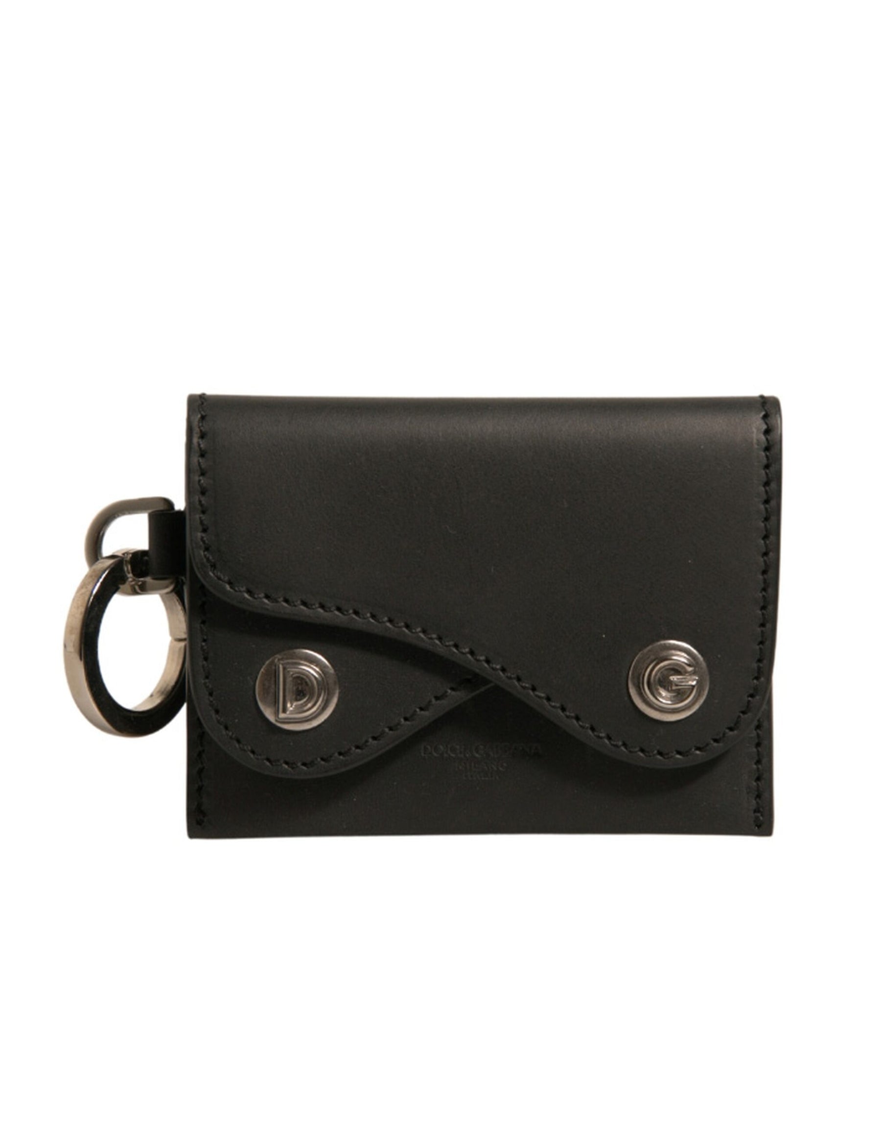 Dolce & Gabbana Black Leather Card Case Keychain Key Holder | Regal Royce