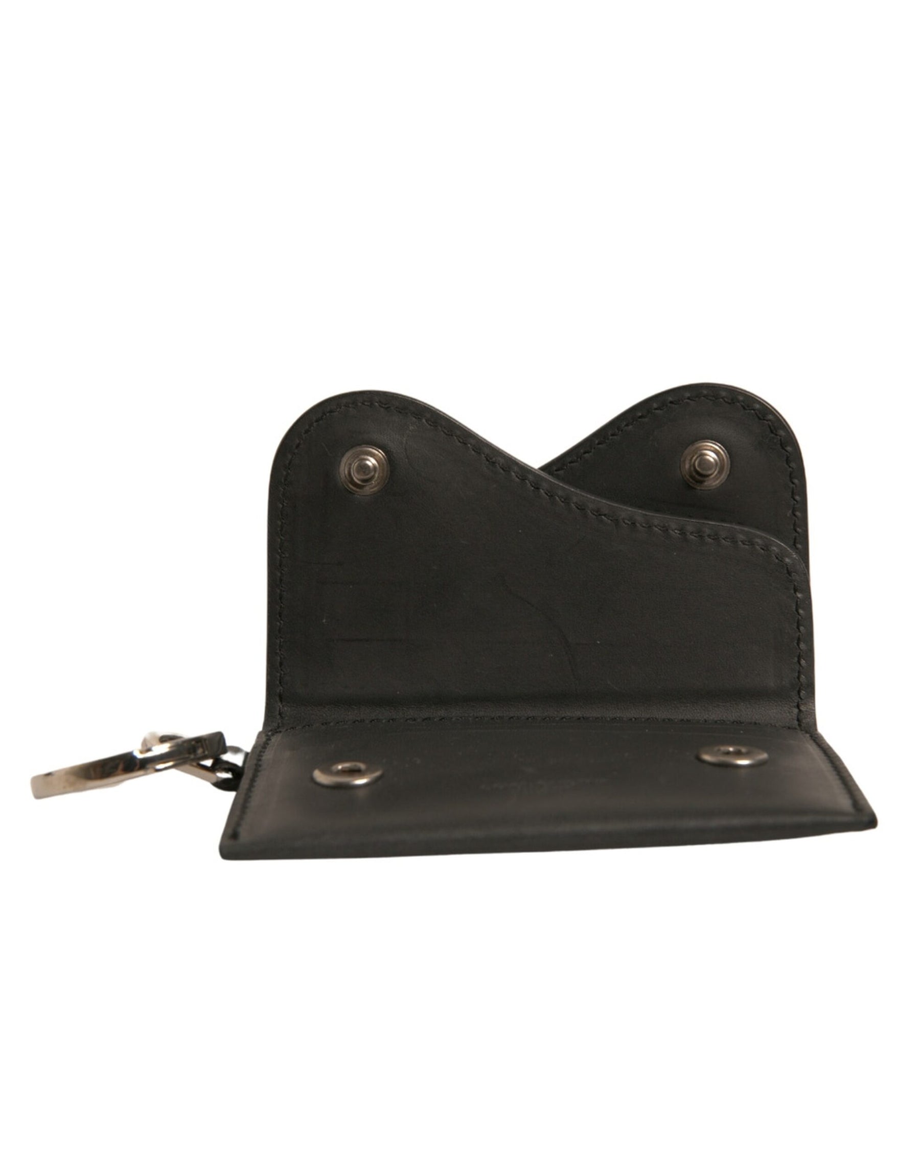 Dolce & Gabbana Black Leather Card Case Keychain Key Holder | Regal Royce