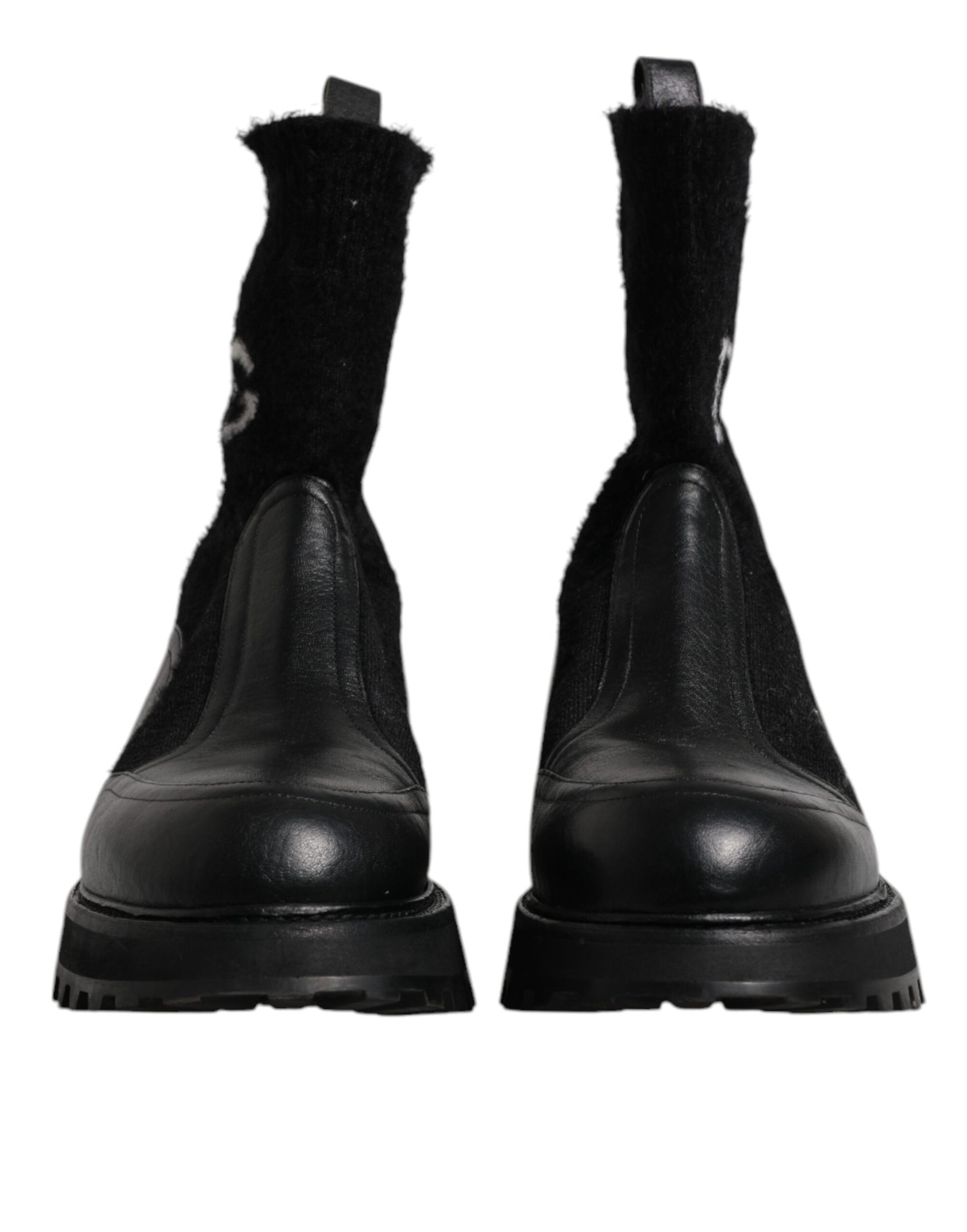 Dolce & Gabbana Black DG Logo Horse Sock Ankle Boots Shoes | Regal Royce