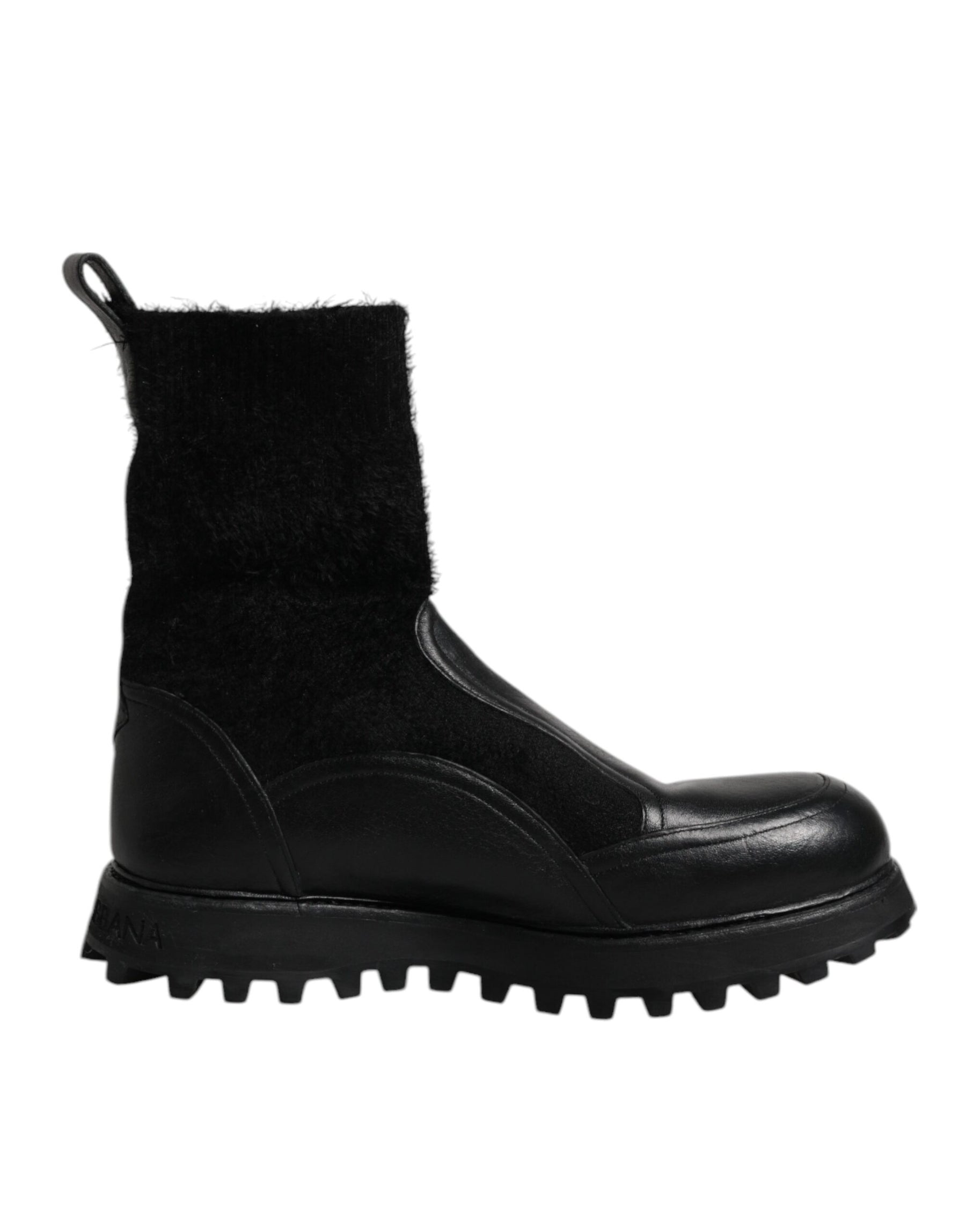 Dolce & Gabbana Black DG Logo Horse Sock Ankle Boots Shoes | Regal Royce