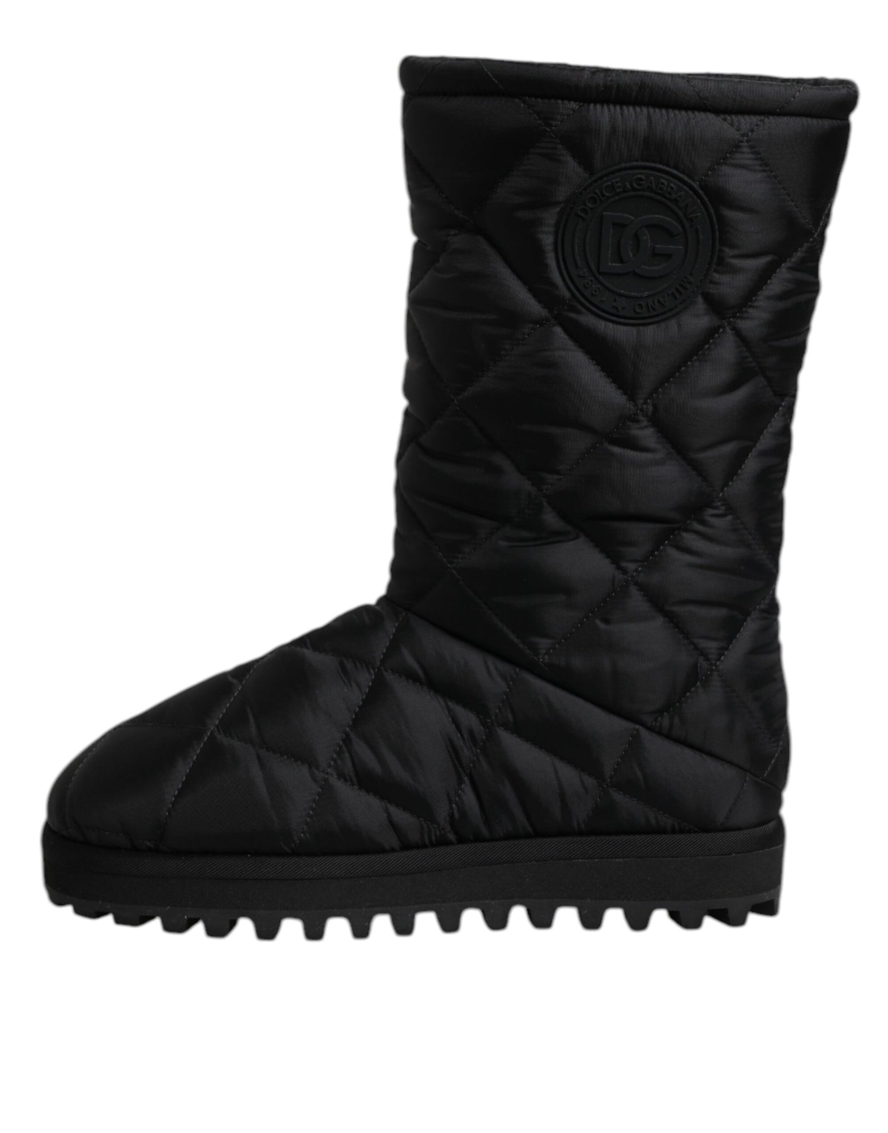 Dolce & Gabbana Black Polyester Padded Mid Calf Boots Winter Shoes | Regal Royce