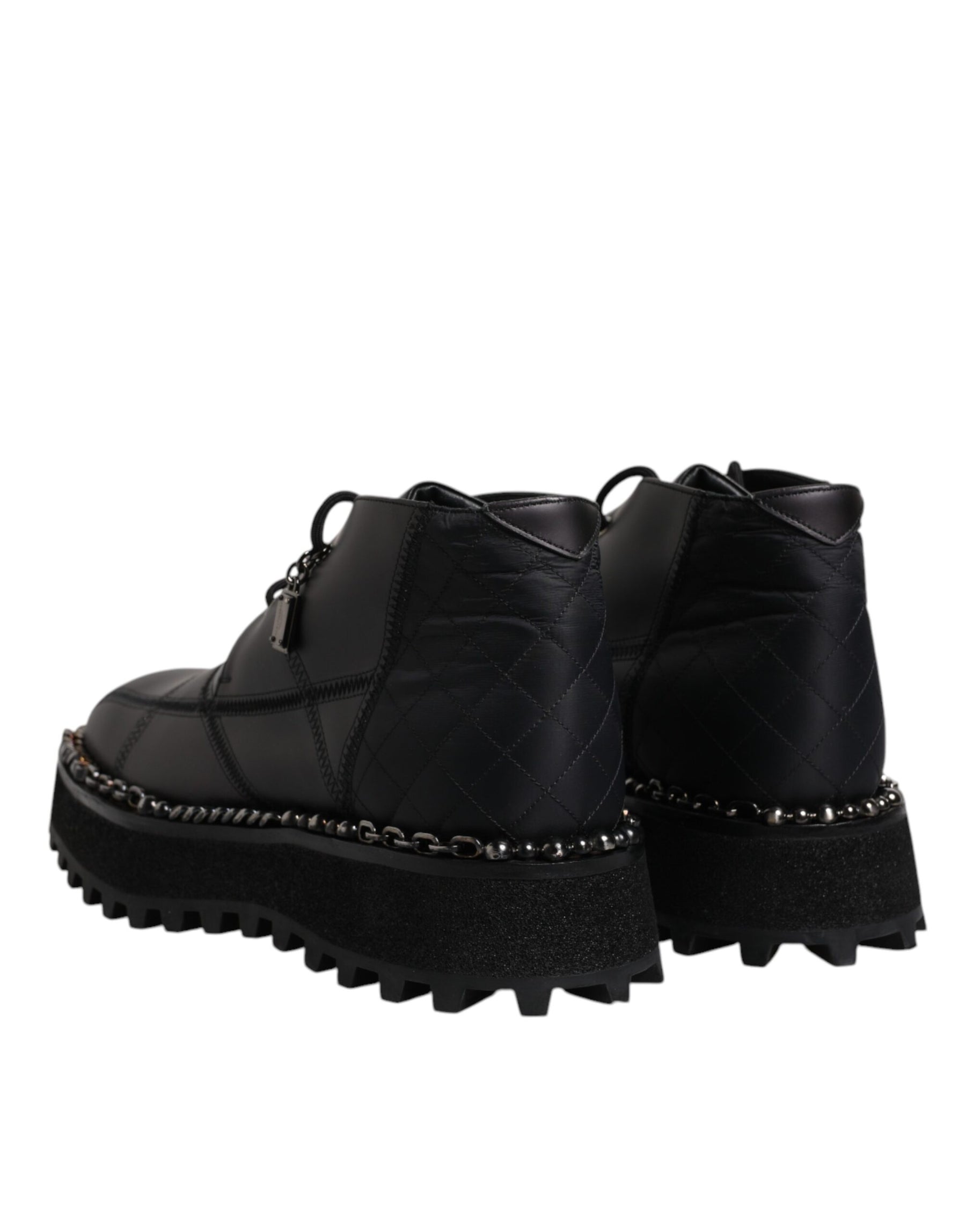 Dolce & Gabbana Black Leather Lace Up Ankle Boots Shoes | Regal Royce