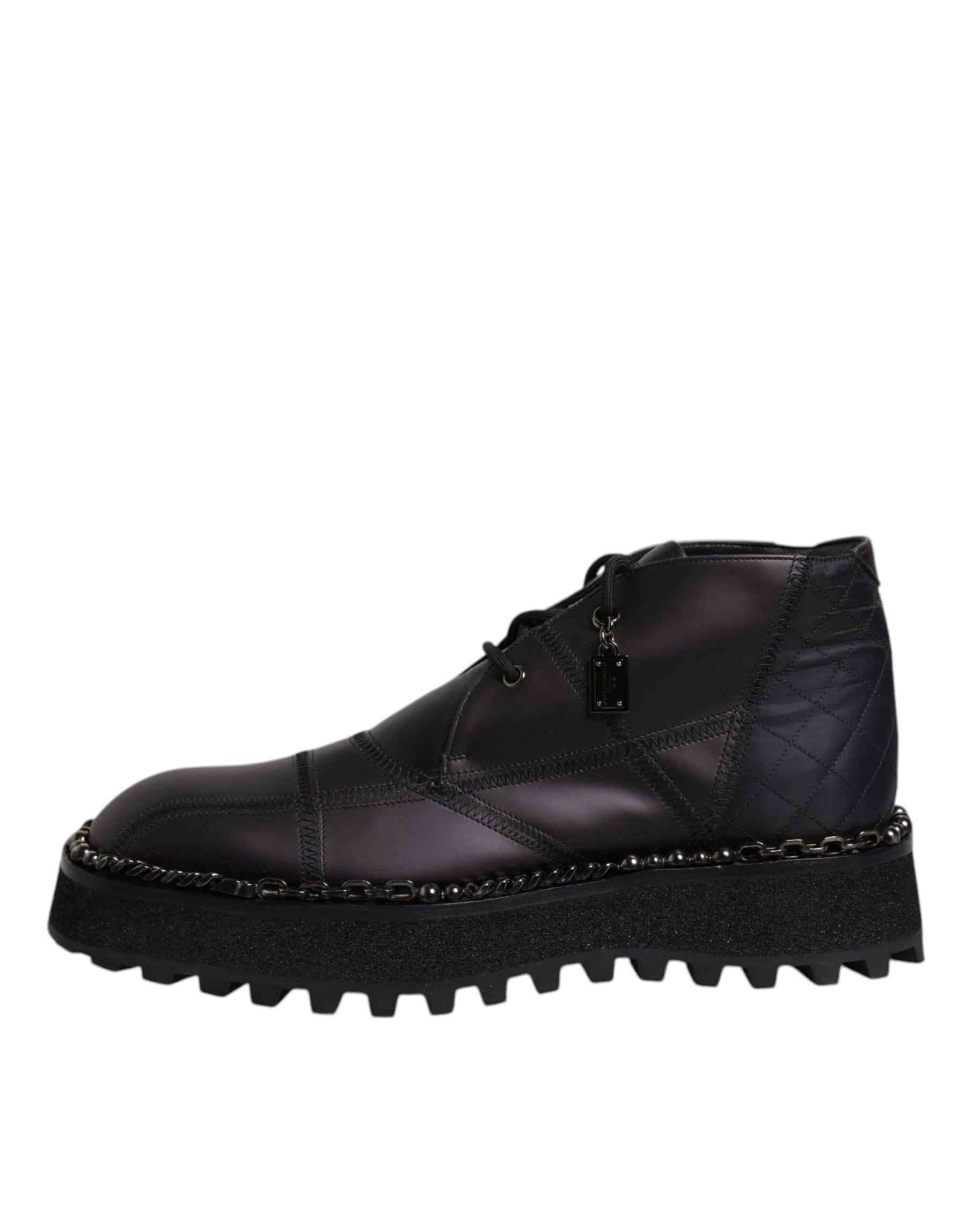 Dolce & Gabbana Black Leather Lace Up Ankle Boots Shoes | Regal Royce