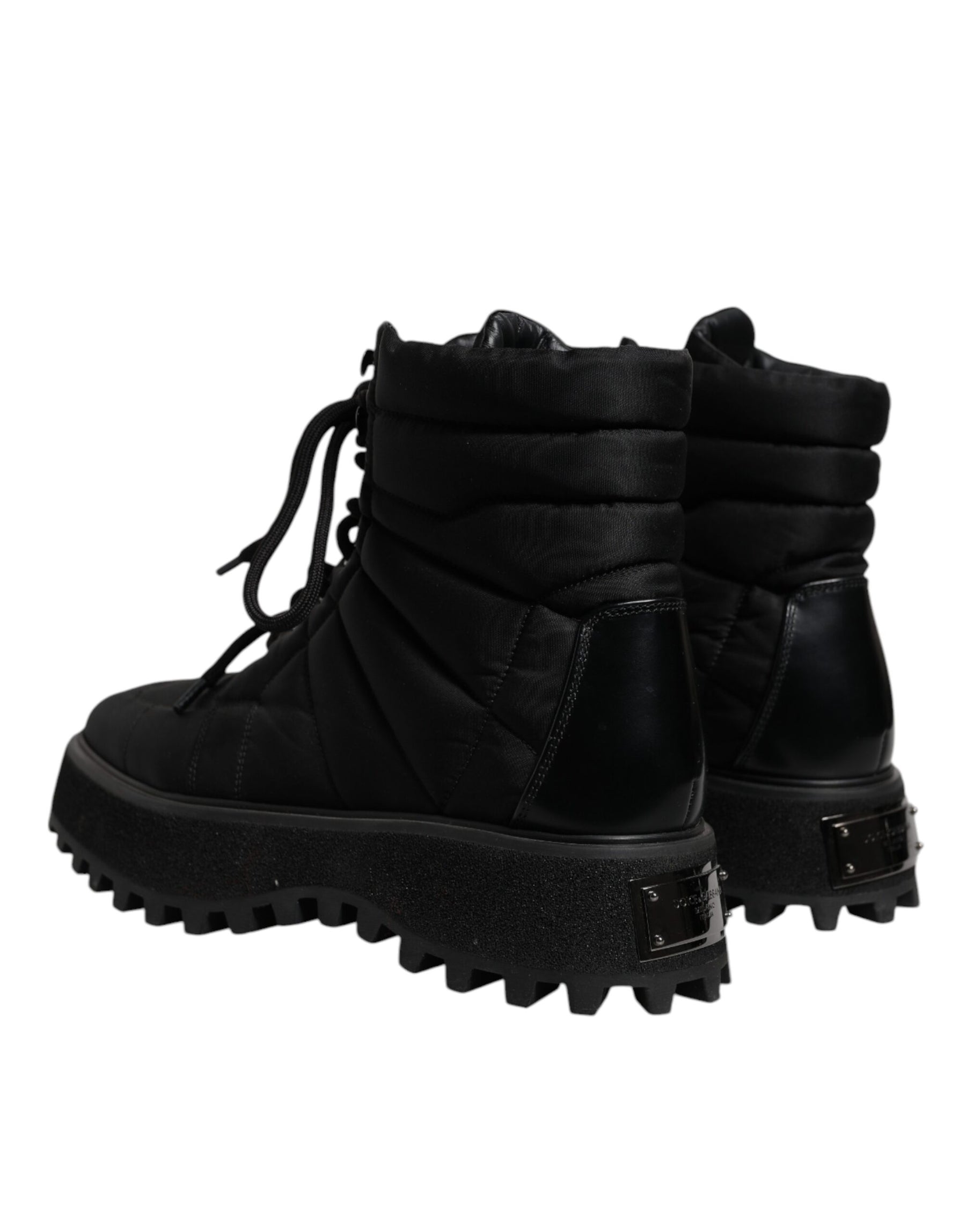 Dolce & Gabbana Black Padded Mid Calf Lace Up Boots Shoes | Regal Royce