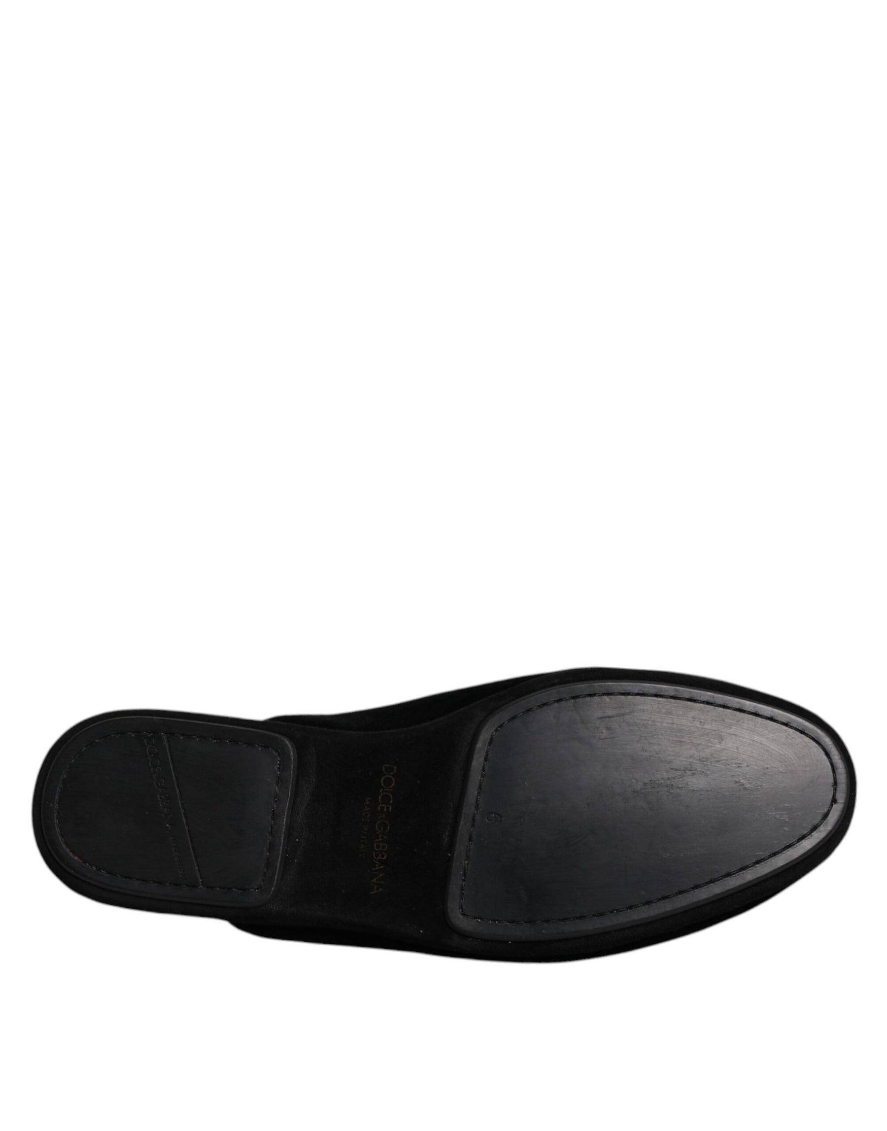 Dolce & Gabbana Black Viscose Velvet Slides Flat Slipper Shoes | Regal Royce