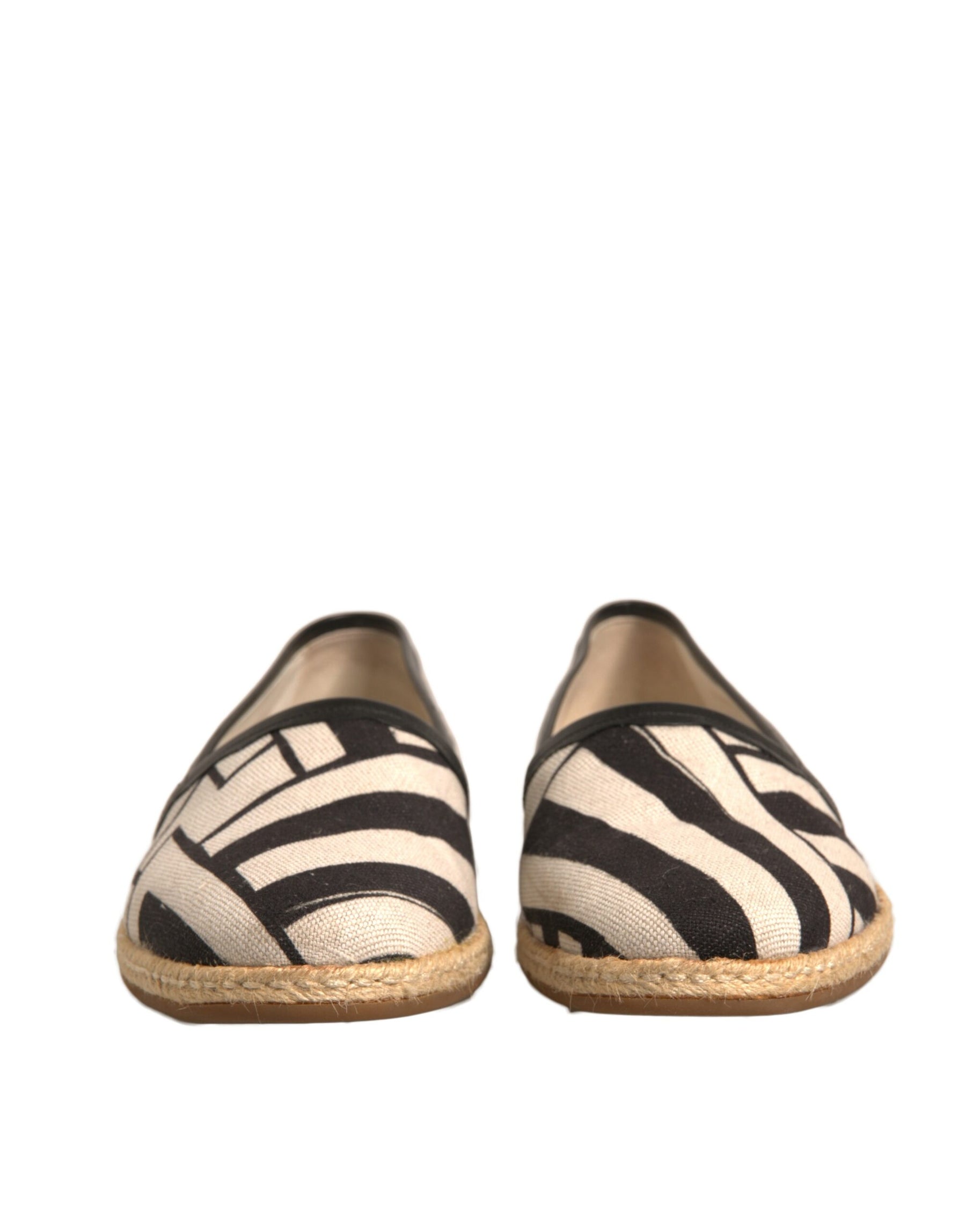 Dolce & Gabbana Black White Stripes Slip On Espadrille Shoes | Regal Royce