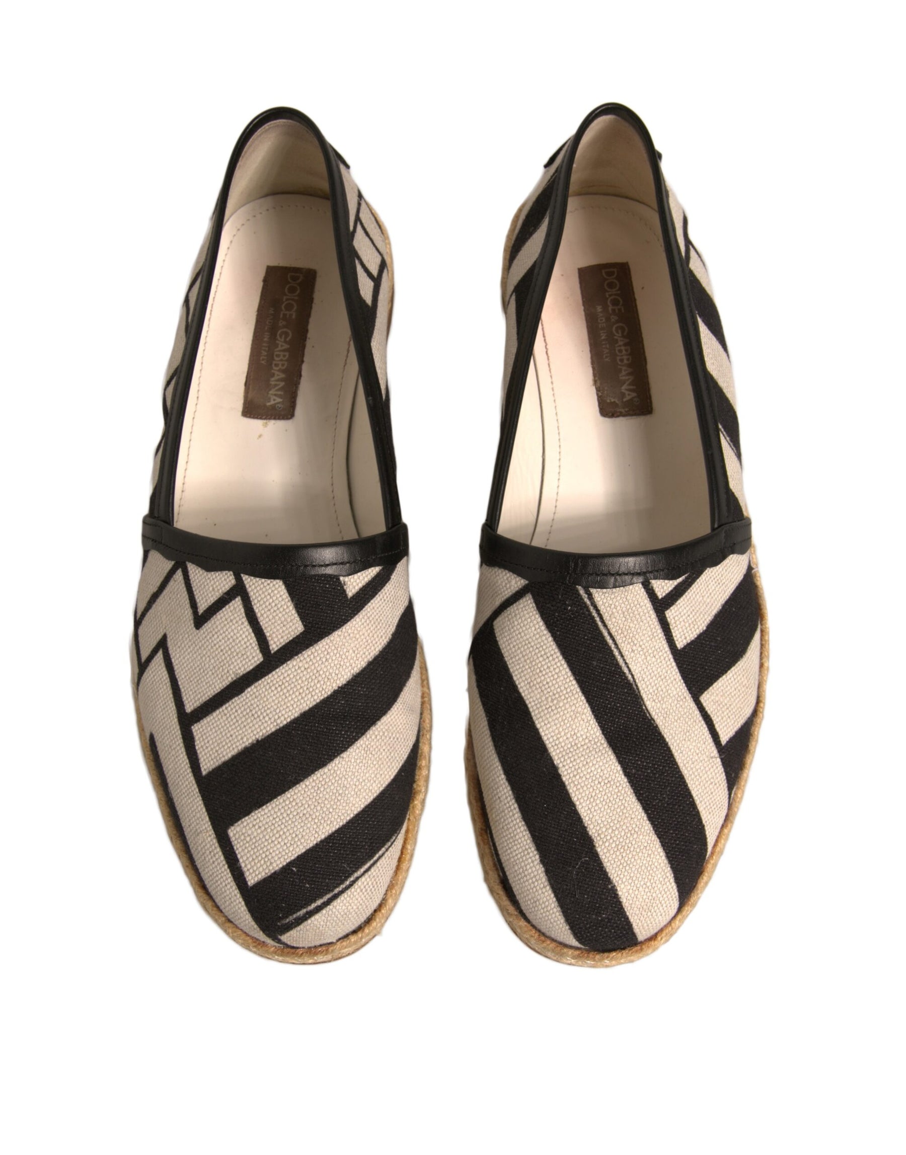 Dolce & Gabbana Black White Stripes Slip On Espadrille Shoes | Regal Royce