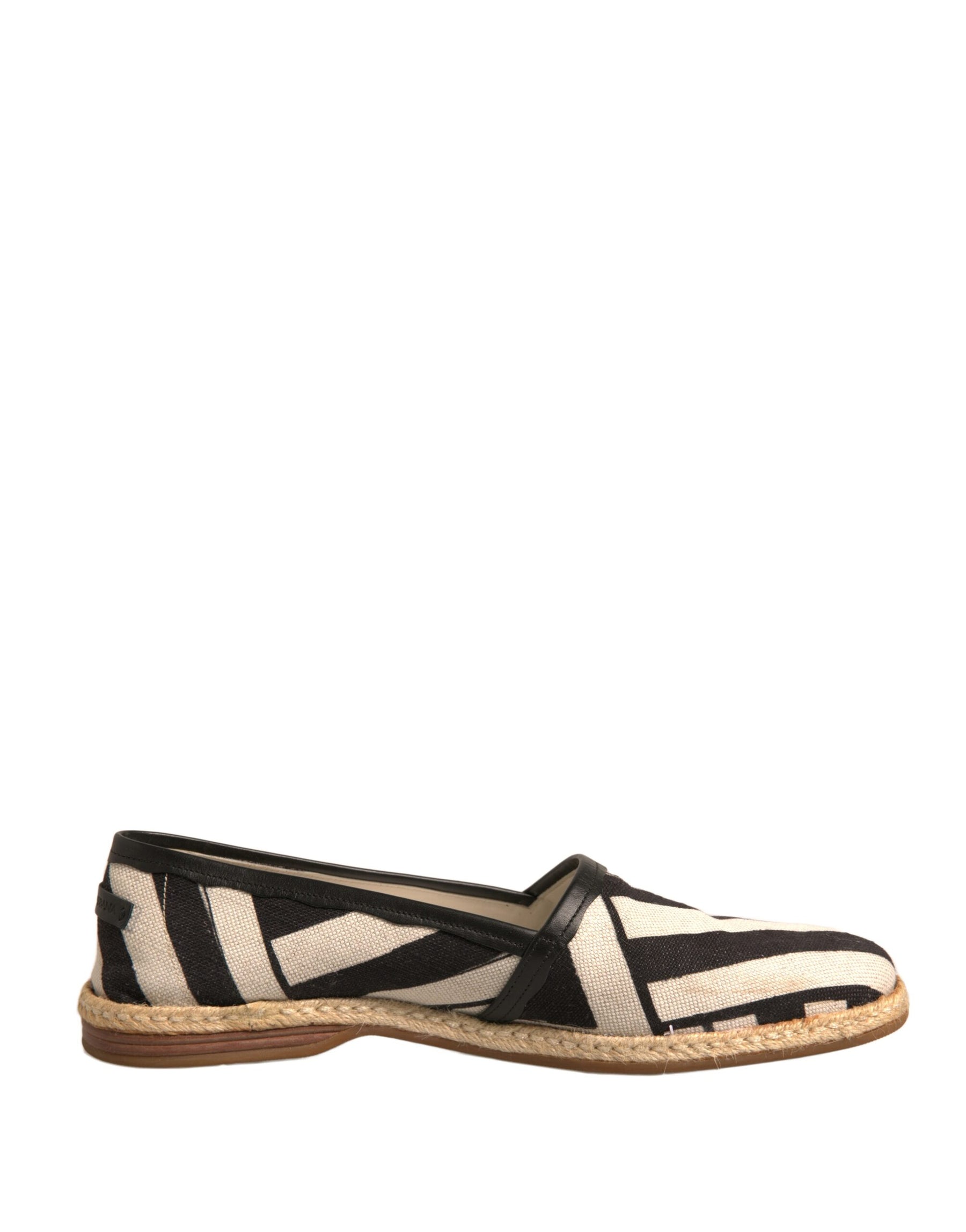 Dolce & Gabbana Black White Stripes Slip On Espadrille Shoes | Regal Royce