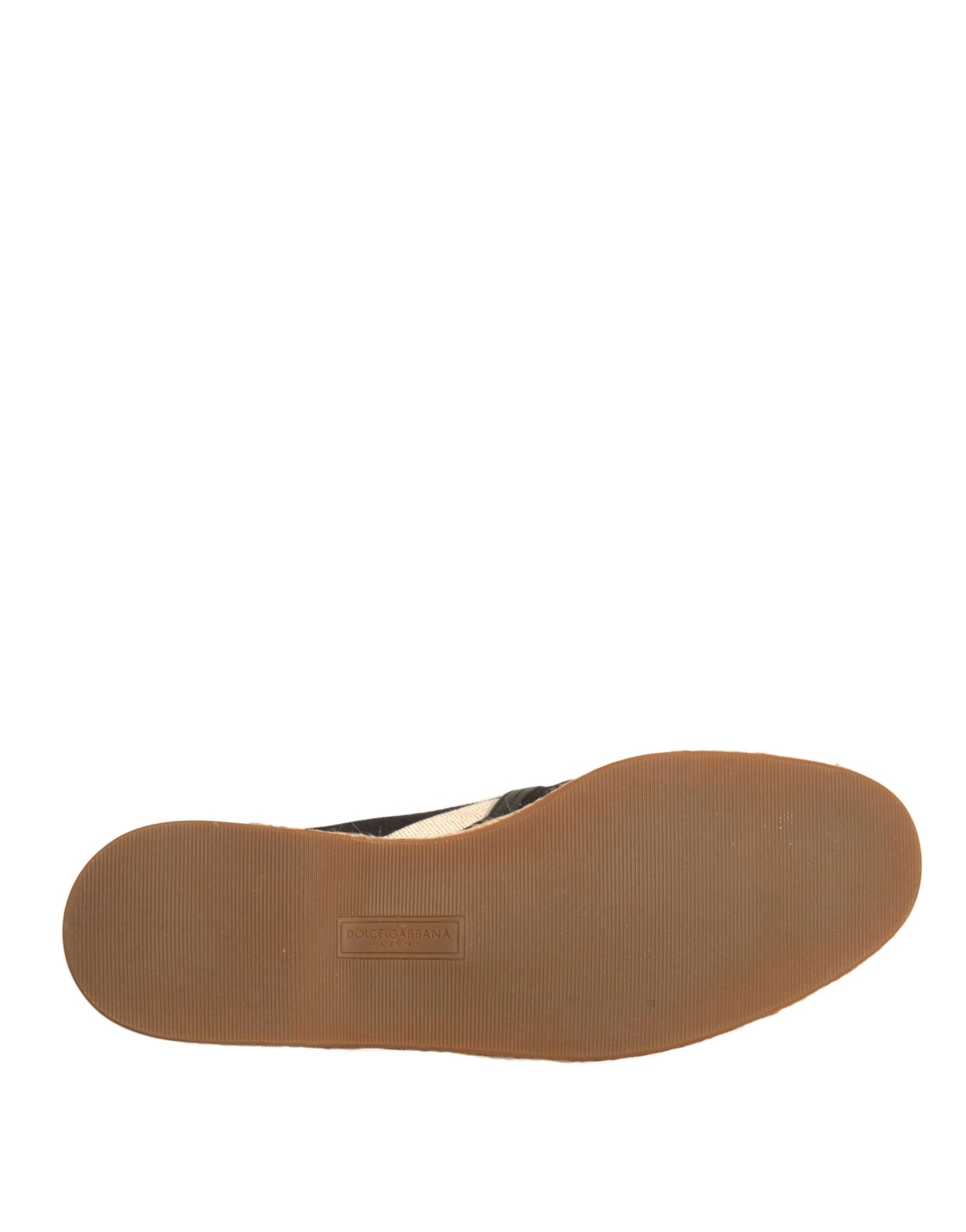 Dolce & Gabbana Black White Stripes Slip On Espadrille Shoes | Regal Royce