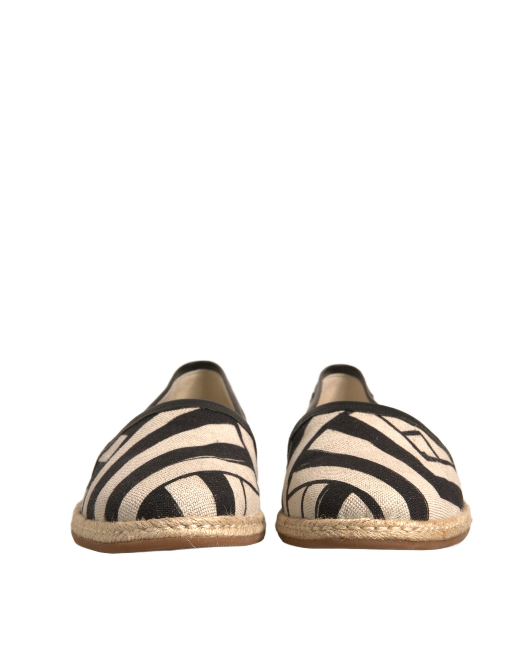 Dolce & Gabbana Black White Stripes Slip On Espadrille Shoes | Regal Royce