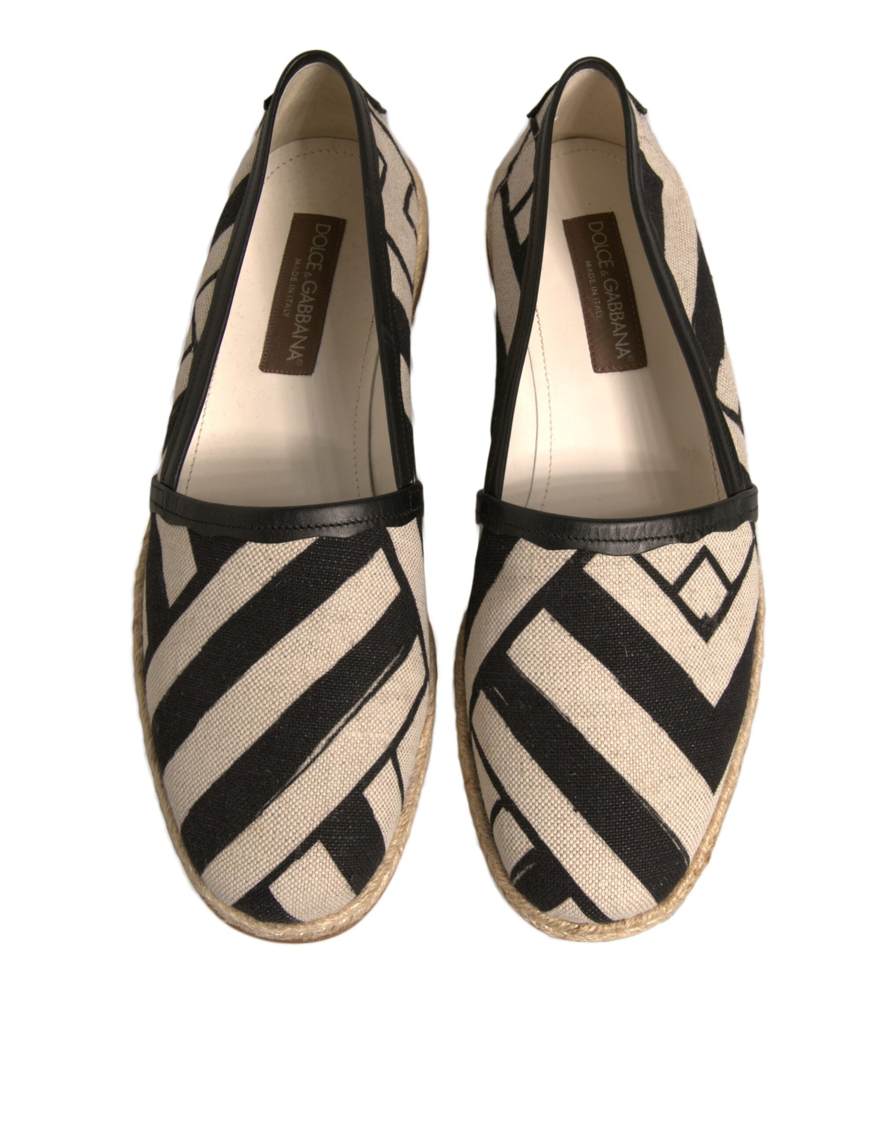 Dolce & Gabbana Black White Stripes Slip On Espadrille Shoes | Regal Royce