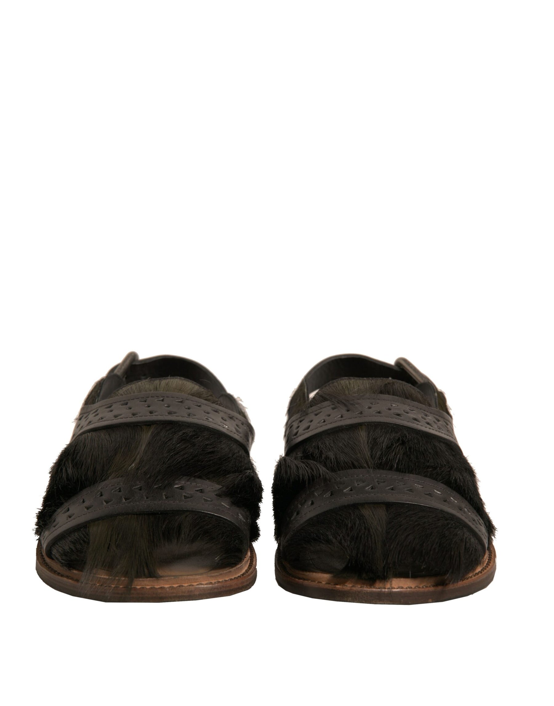 Dolce & Gabbana Green Gazelle Hair Leather Flats Sandals Shoes | Regal Royce