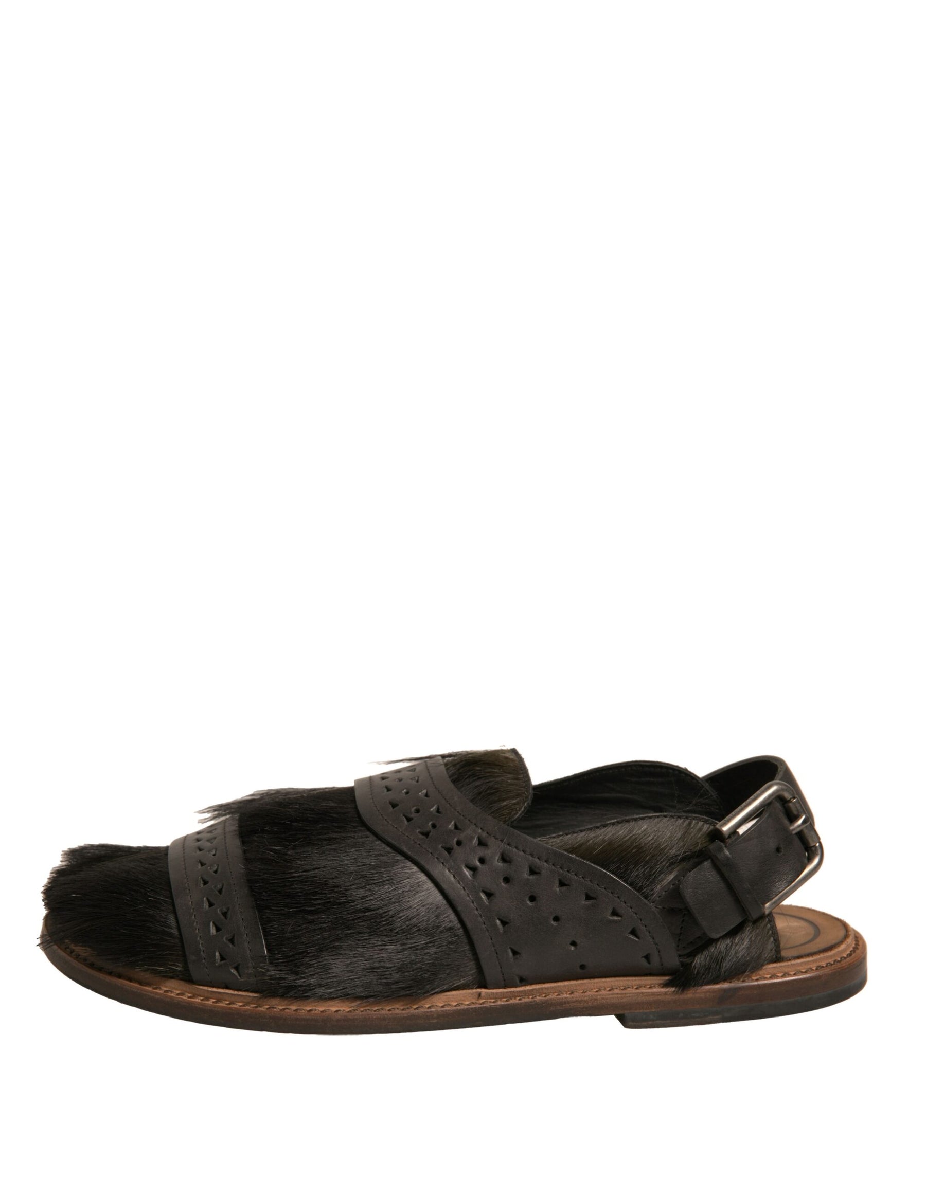 Dolce & Gabbana Green Gazelle Hair Leather Flats Sandals Shoes | Regal Royce