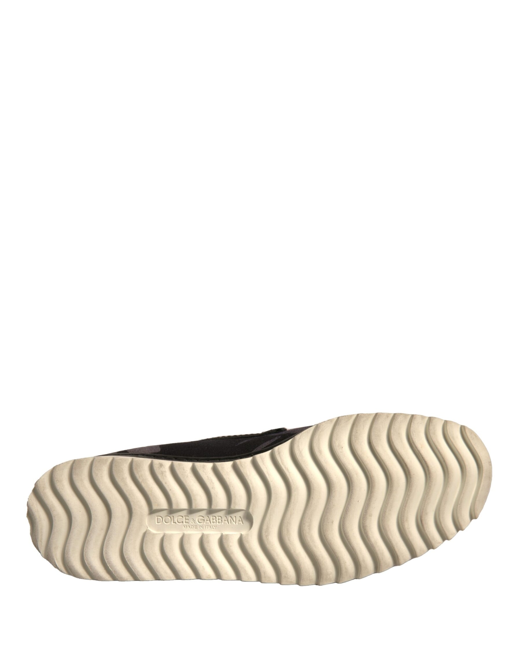 Dolce & Gabbana Black Canvas Tropical Print Slip On Shoes | Regal Royce