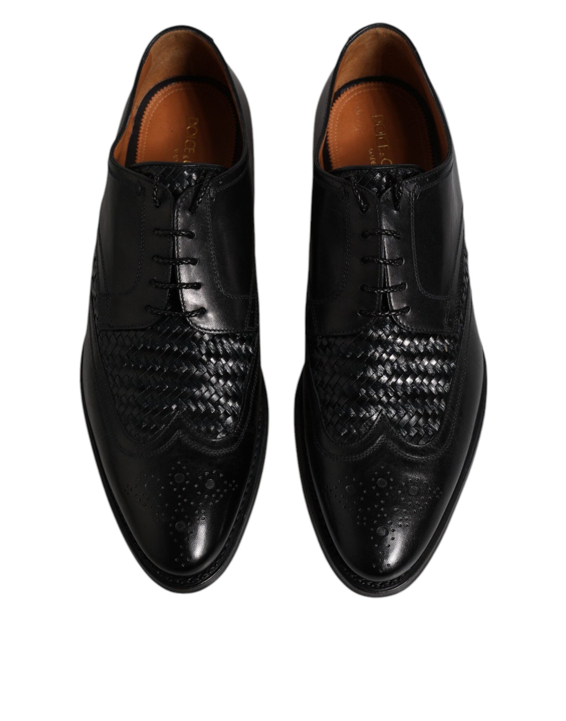 Dolce & Gabbana Black Leather Derby Wingtip Lace Up Formal Dress Shoes | Regal Royce