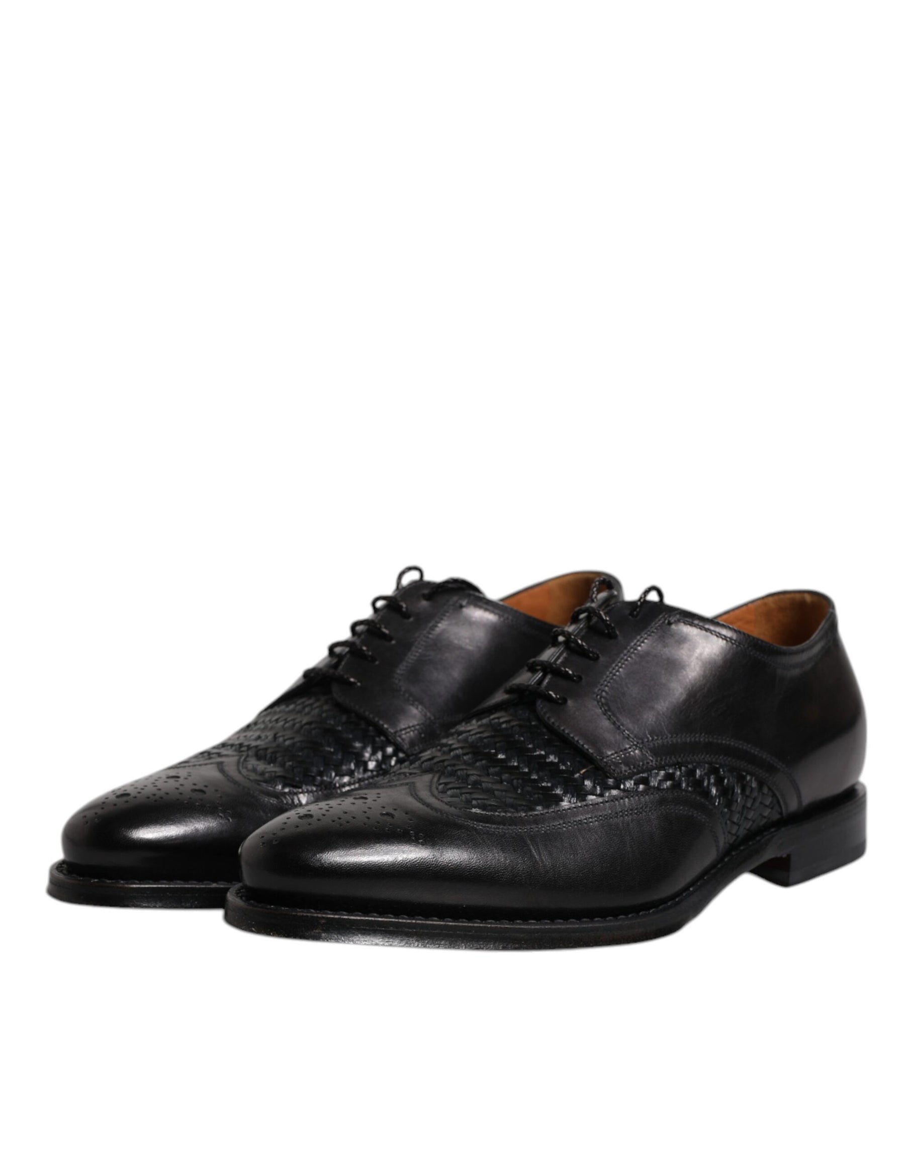 Dolce & Gabbana Black Leather Derby Wingtip Lace Up Formal Dress Shoes | Regal Royce