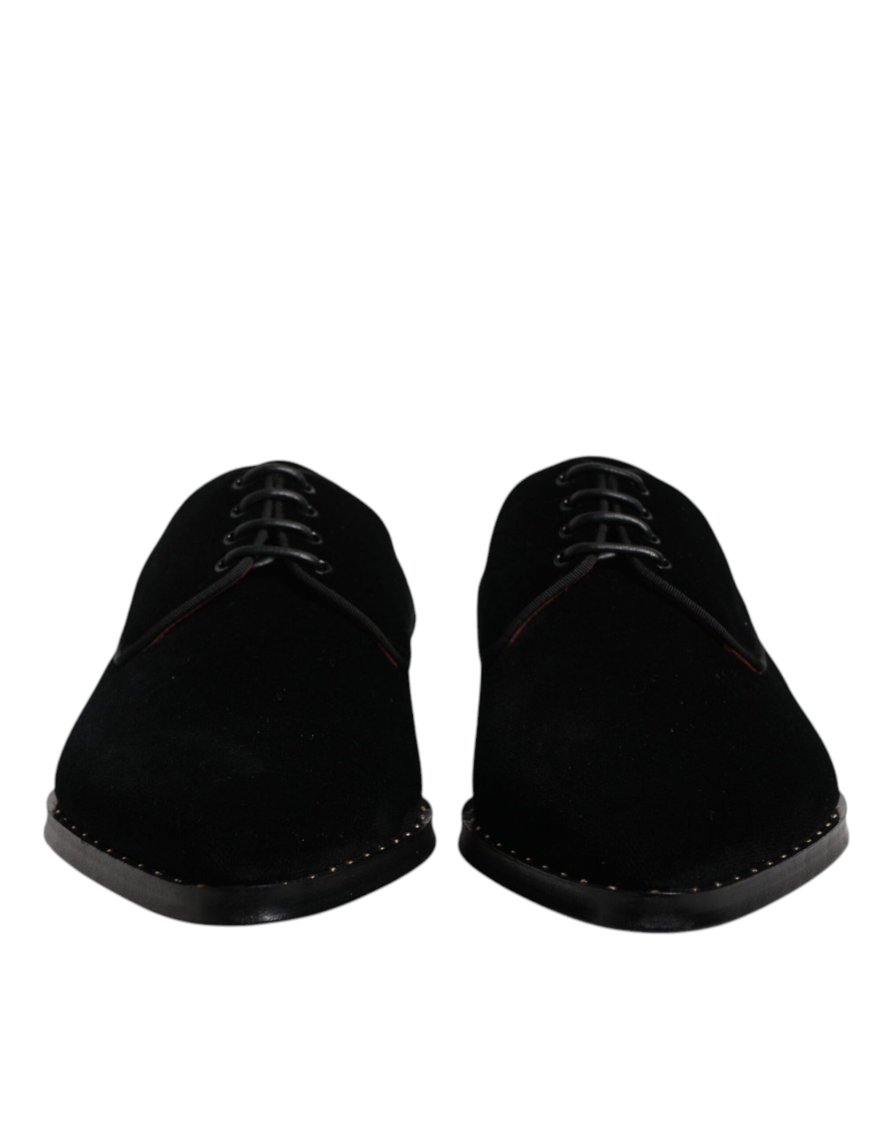 Dolce & Gabbana Black Velvet Cotton Lace Up Derby Shoes | Regal Royce