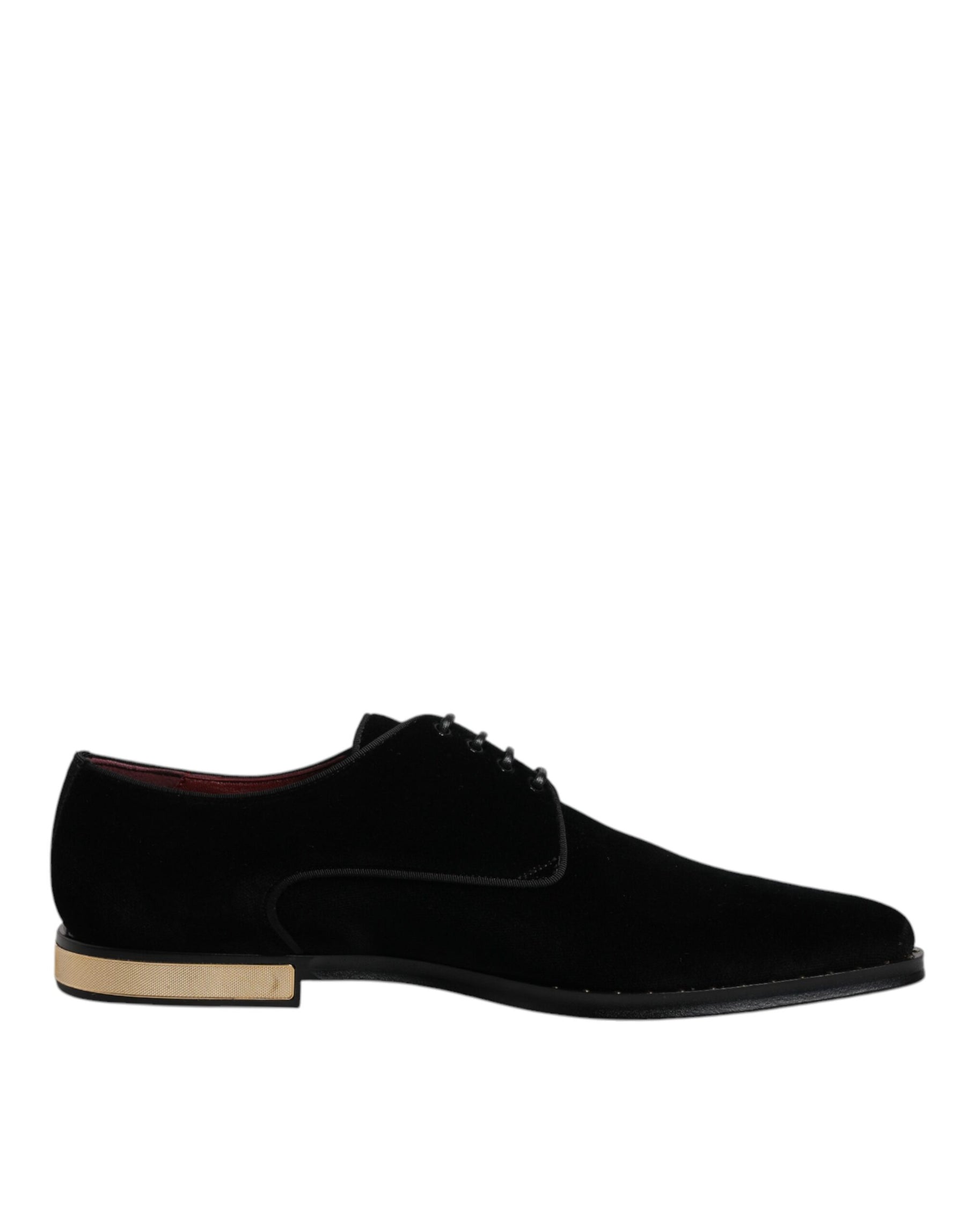 Dolce & Gabbana Black Velvet Cotton Lace Up Derby Shoes | Regal Royce