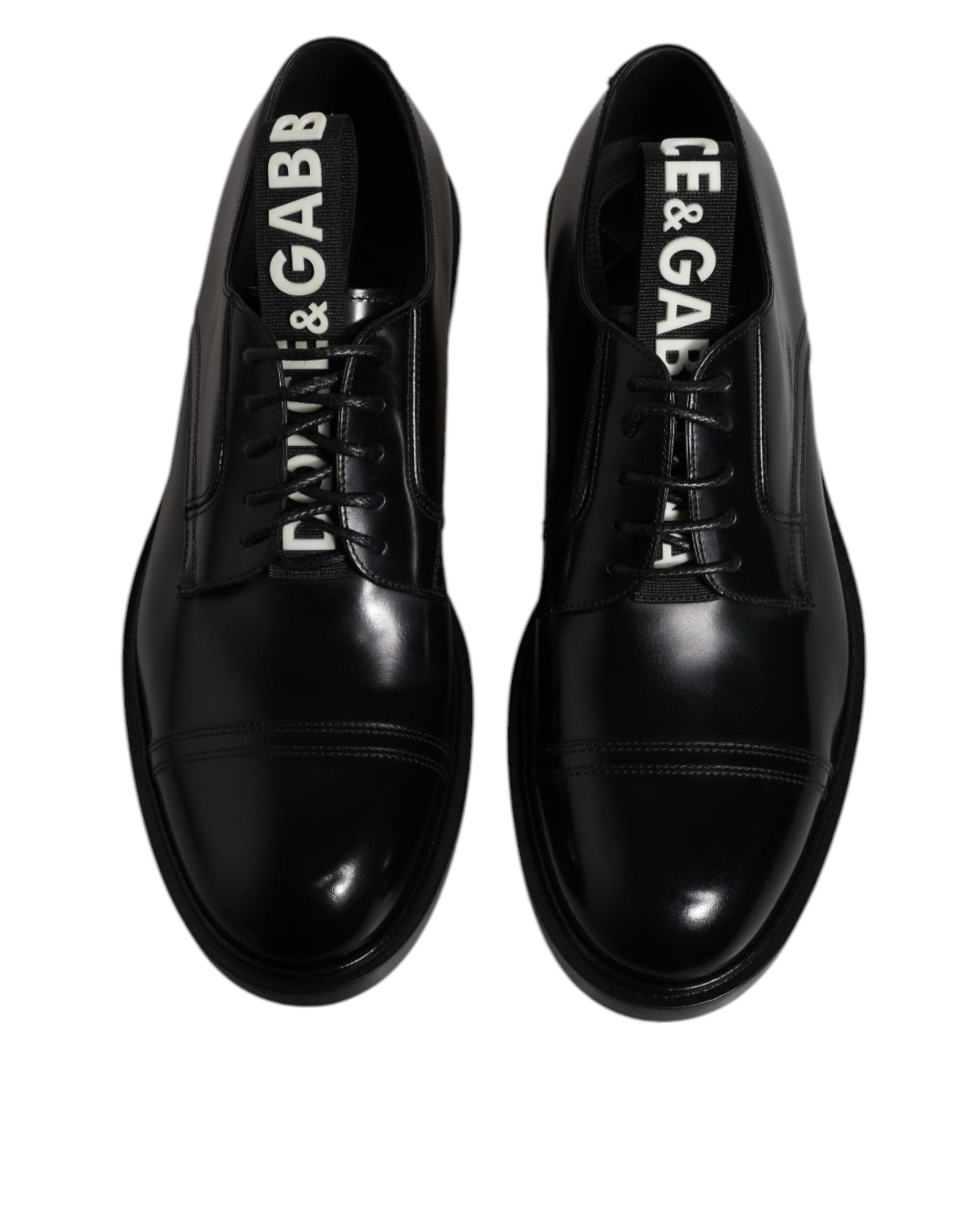 Dolce & Gabbana Black Patent Leather Derby Lace Up Formal Dress Shoes | Regal Royce