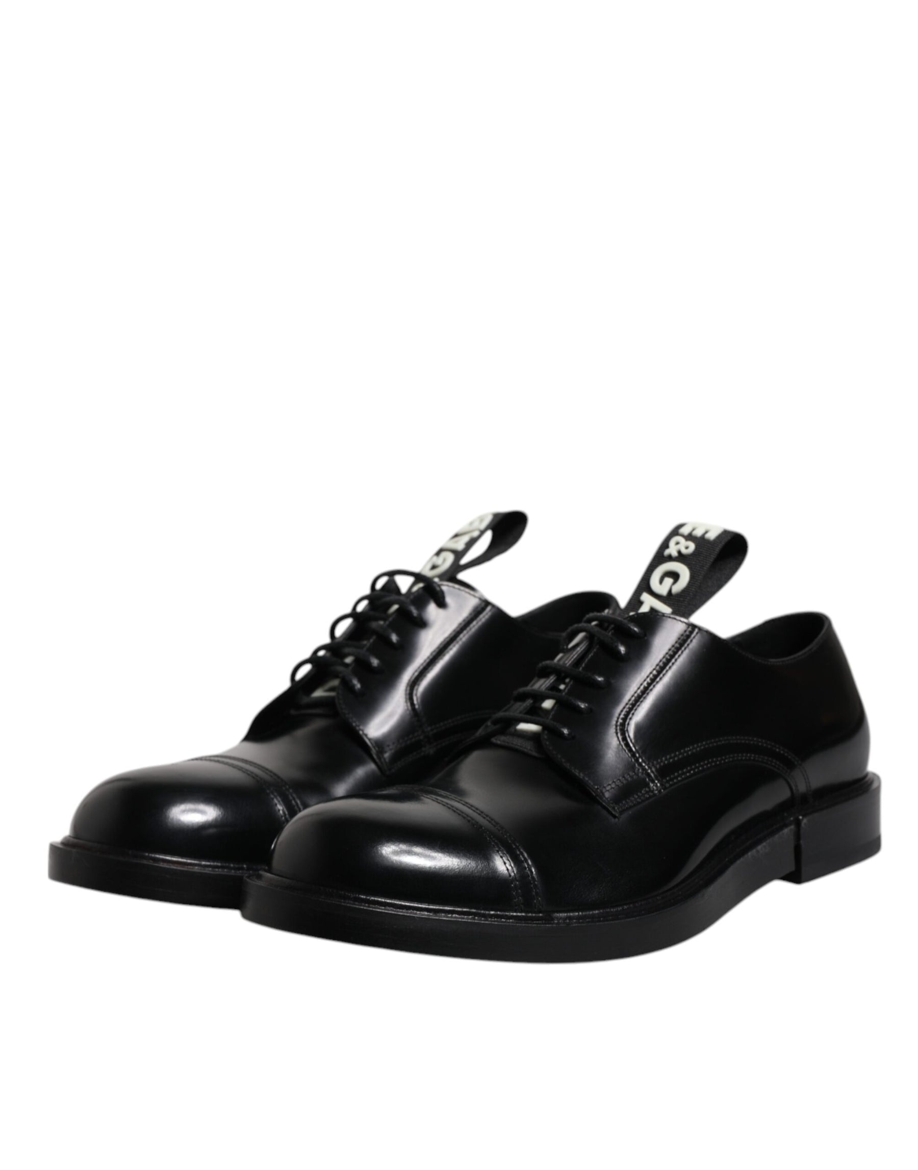 Dolce & Gabbana Black Patent Leather Derby Lace Up Formal Dress Shoes | Regal Royce