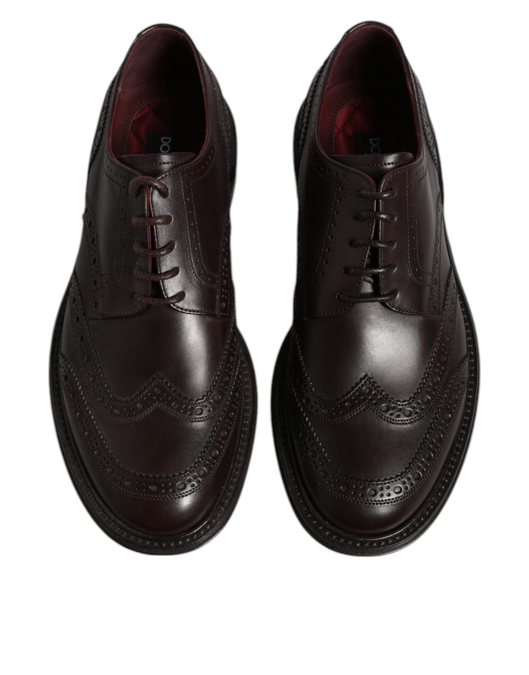 Dolce & Gabbana Brown Leather Derby Wingtip Lace Up Formal Dress Shoes | Regal Royce