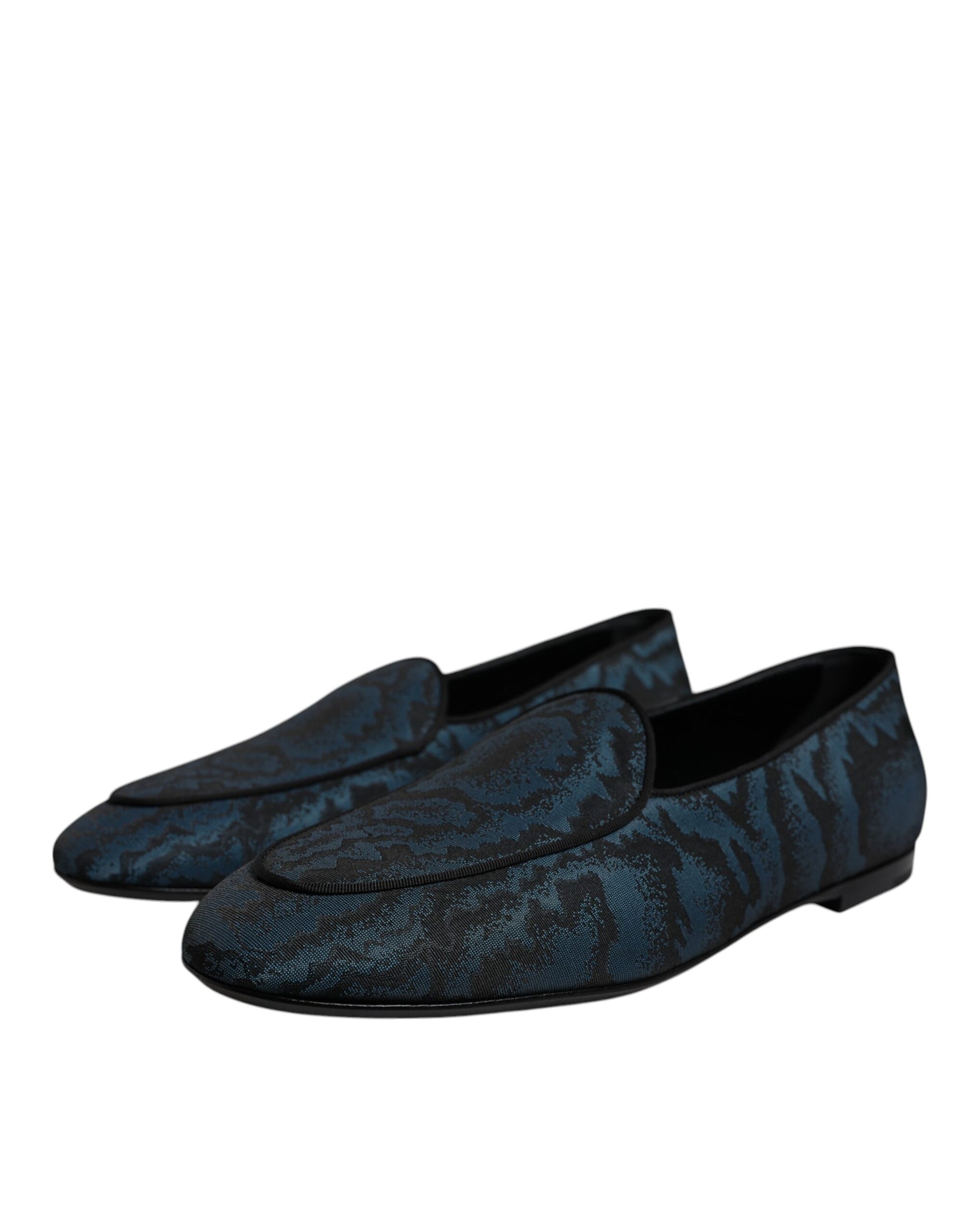 Dolce & Gabbana Blue Black Flats Men Loafers Dress Shoes | Regal Royce