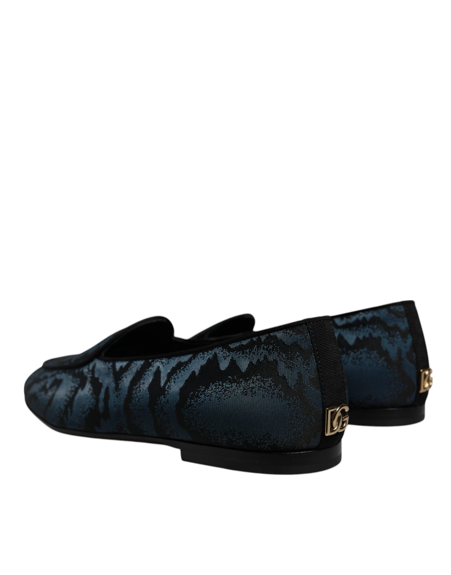 Dolce & Gabbana Blue Black Flats Men Loafers Dress Shoes | Regal Royce