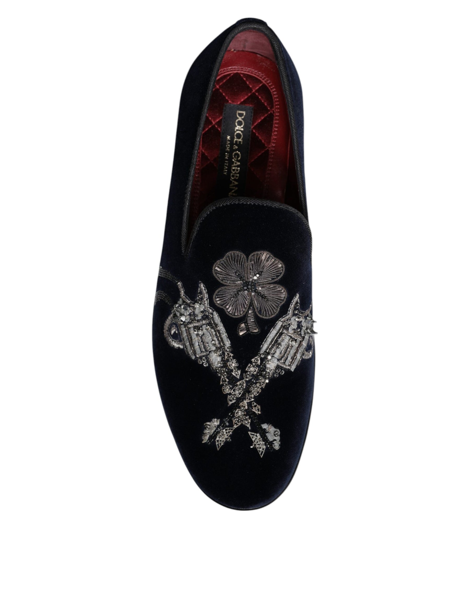 Dolce & Gabbana Black Velvet Floral Gun Loafers Dress Shoes | Regal Royce